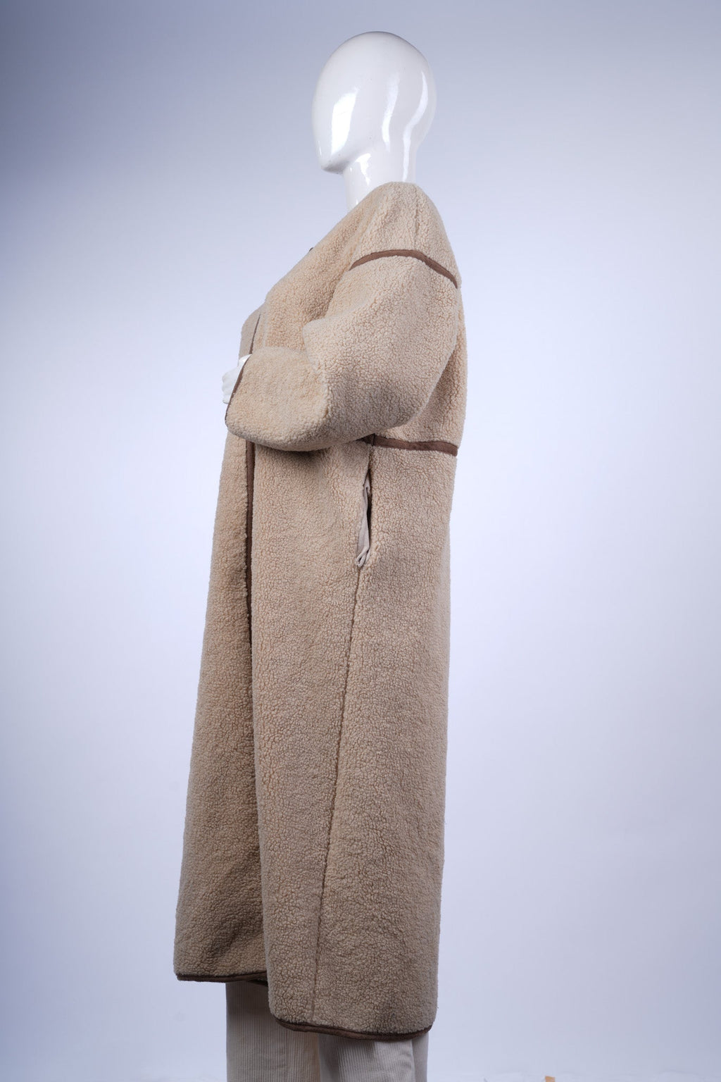 Longline Teddy Jacket - Soft Textured with Contrast Trim