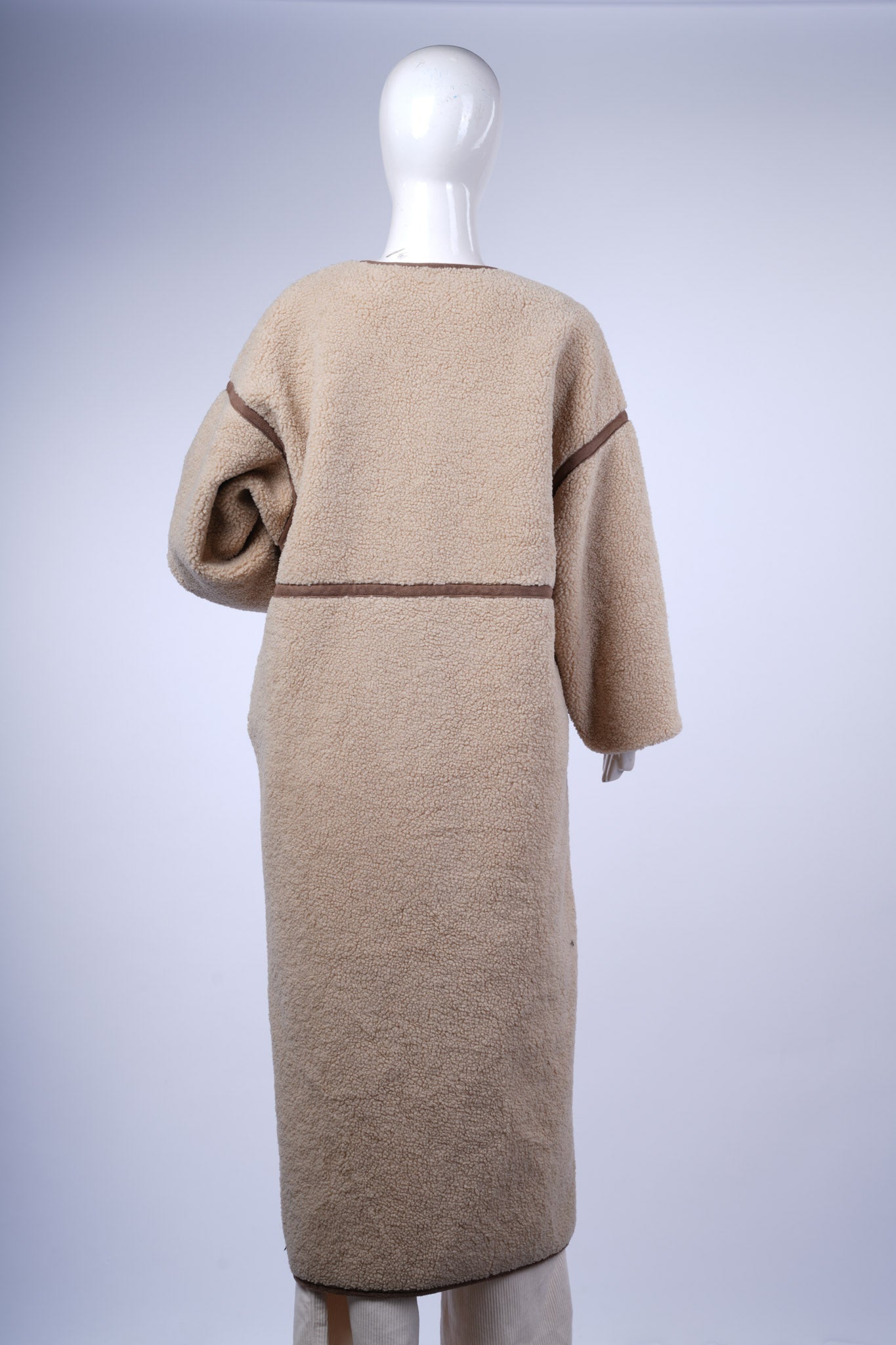 Longline Teddy Jacket - Soft Textured with Contrast Trim