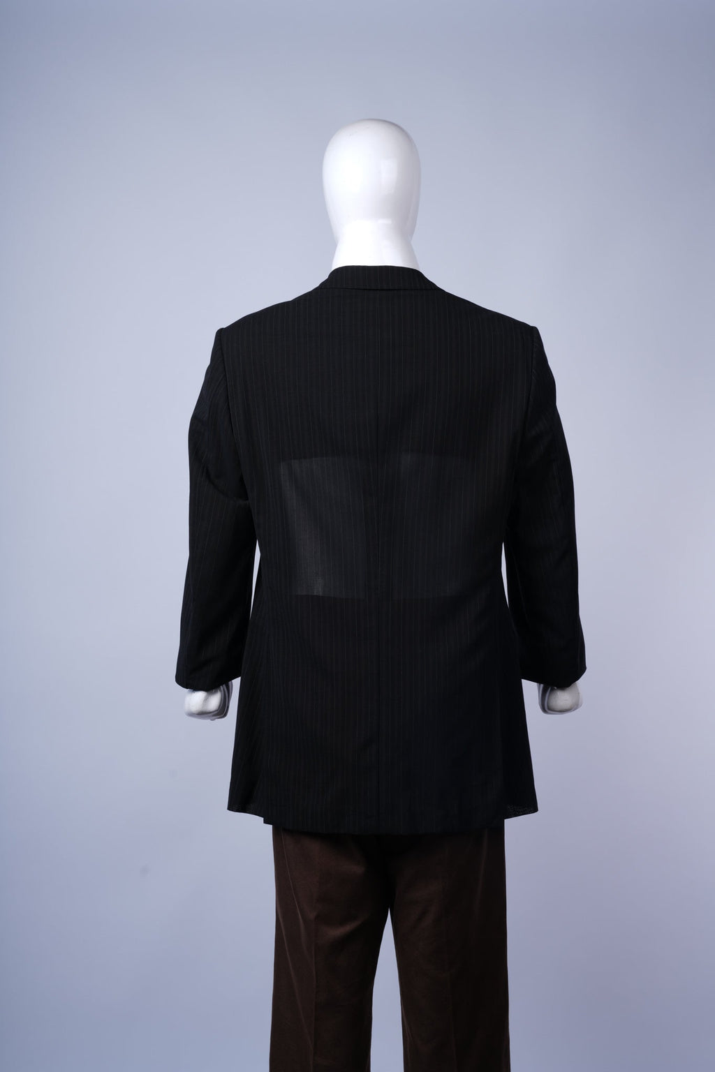 Refined single-breasted pinstriped blazer perfect for office or professional occasions.