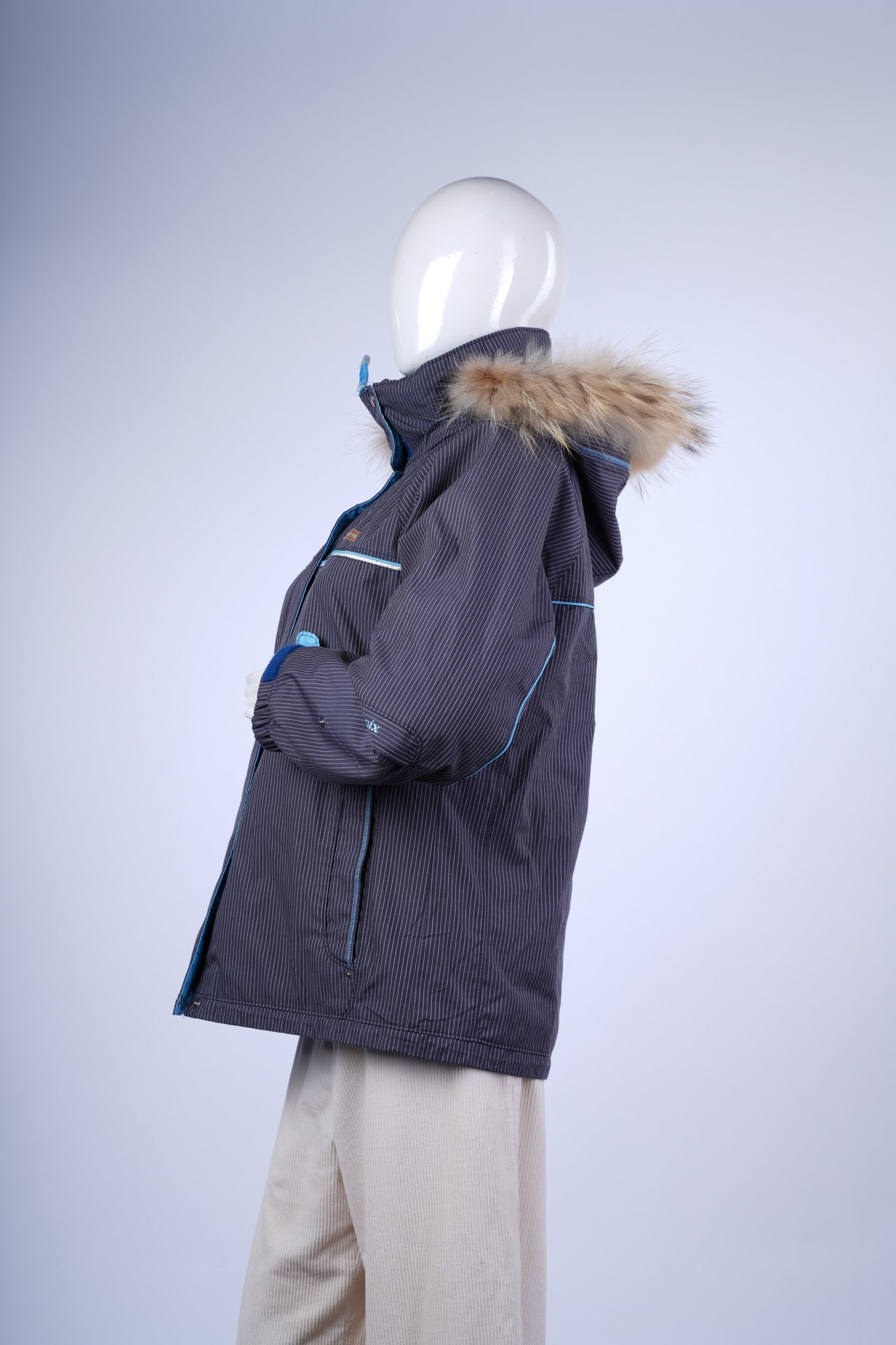 MISH PHENIX - Dark Gray Winter Jacket with Faux Fur Hood