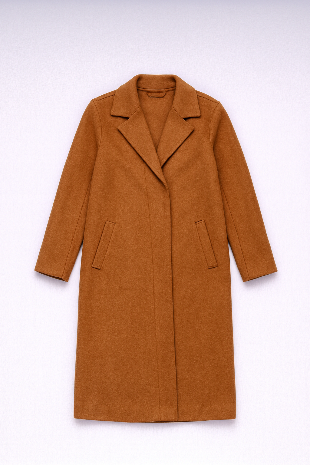 Plush beige faux-fur coat with soft texture, oversized fit, and front hook closure.