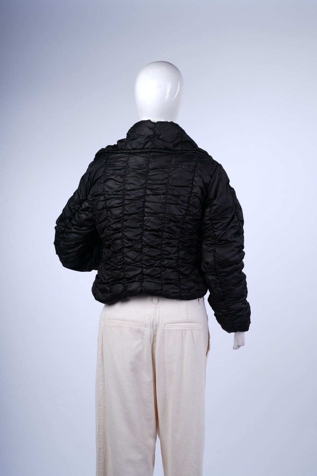 LIME STONE - Black Ruched Hooded Puffer Jacket