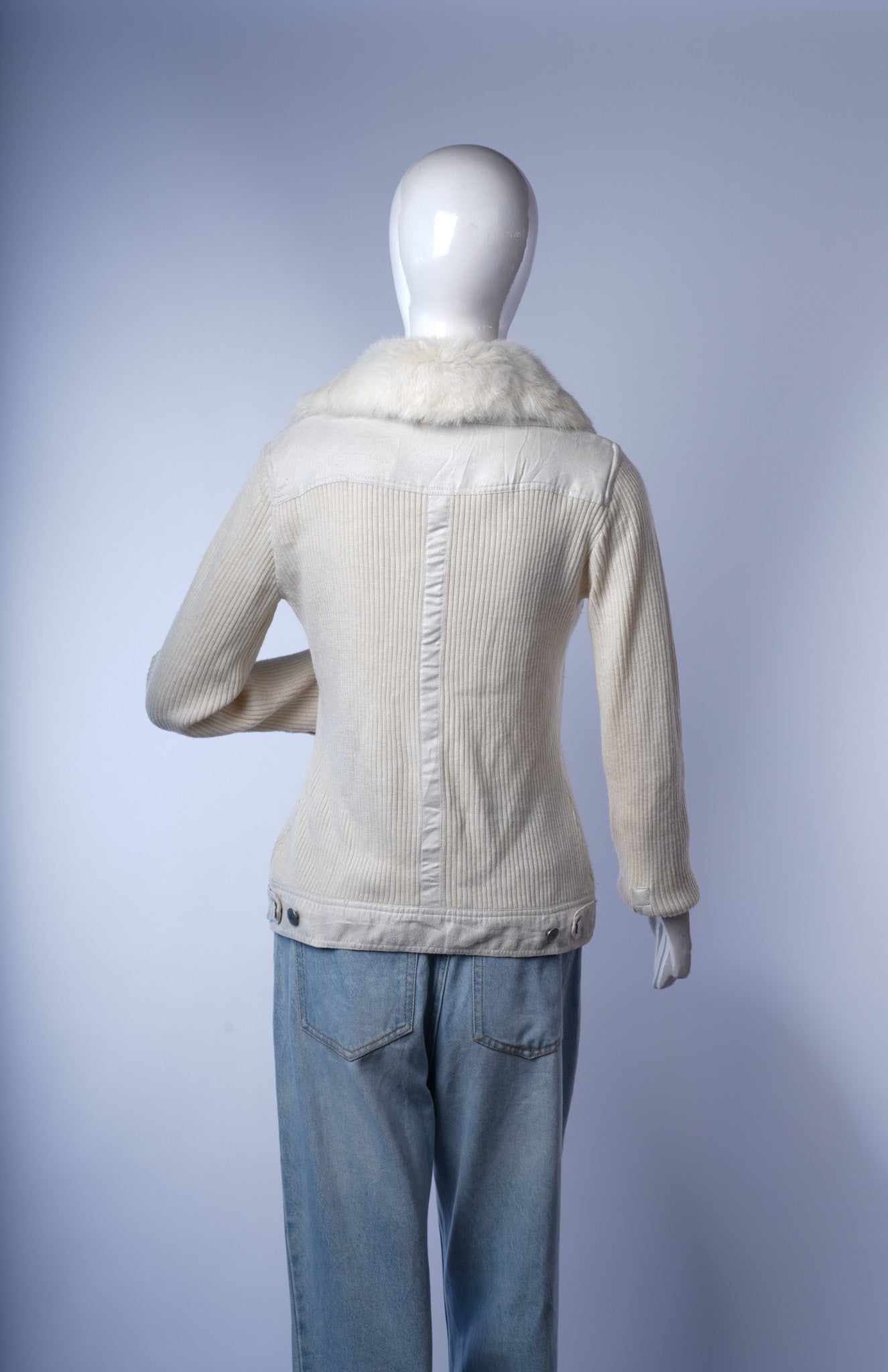 Off-white women's jacket perfect for cool-weather outfits with chic vintage appeal.