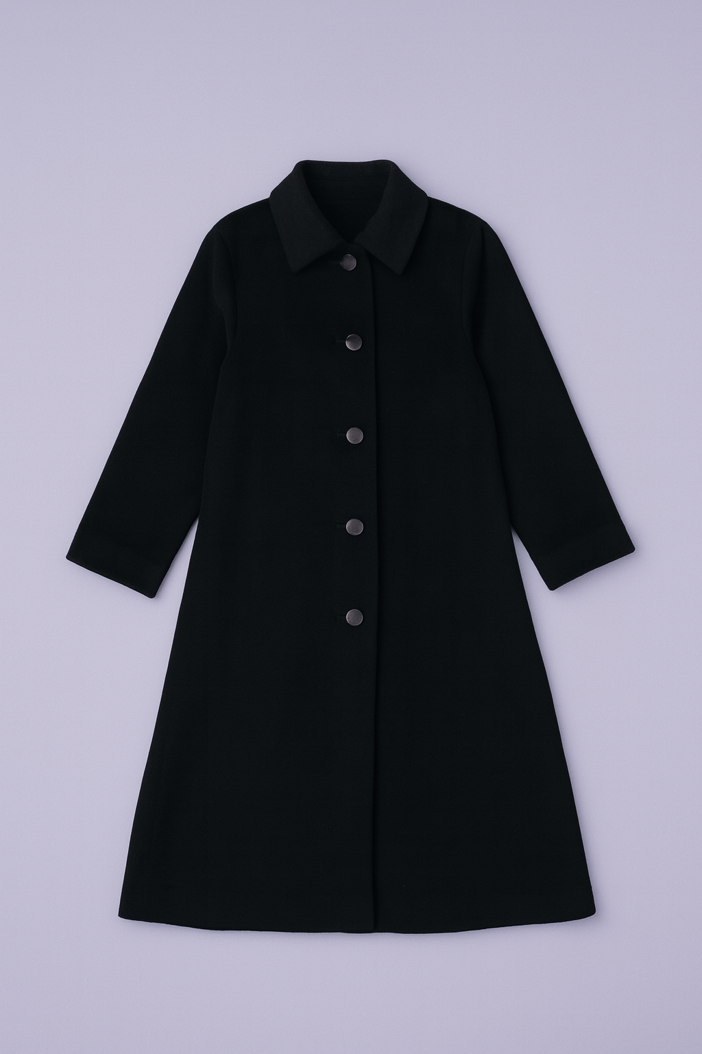 Front view of classic wool Chester coat in neutral beige tone