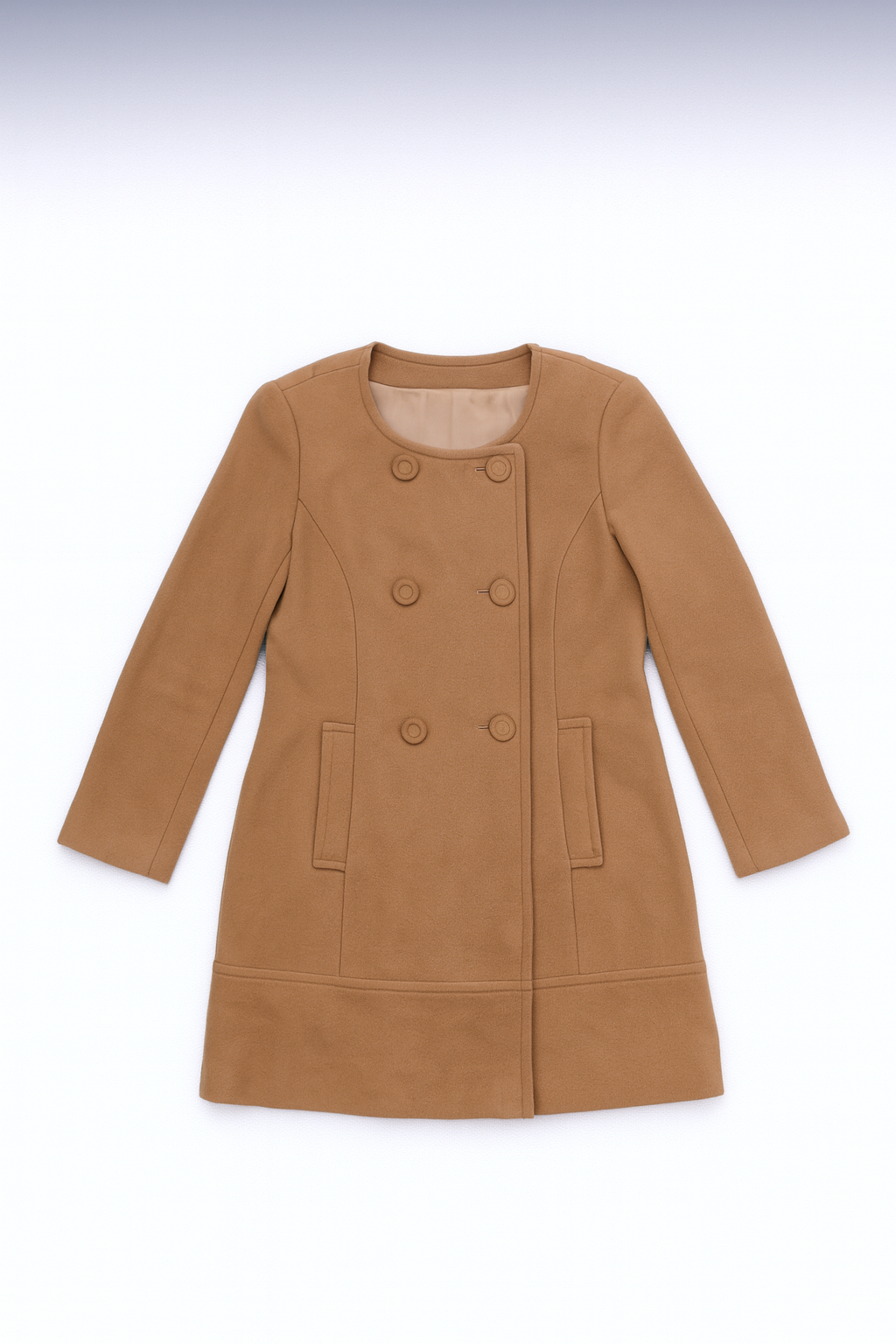 ANY SIS -Women’s Camel Double-Breasted Wool-Blend Coat