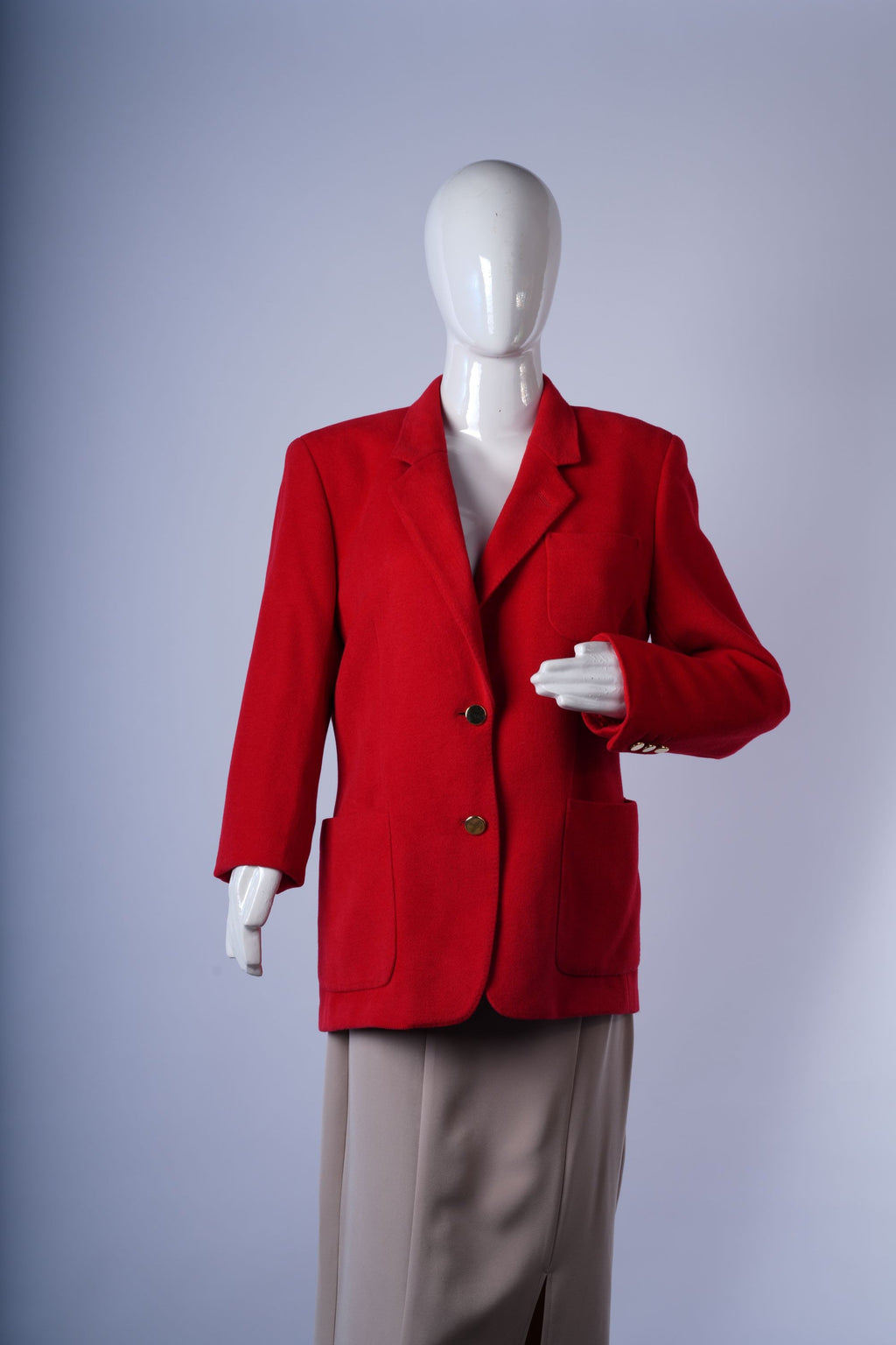 women's tailored red blazer ideal for formal or school winter wear.