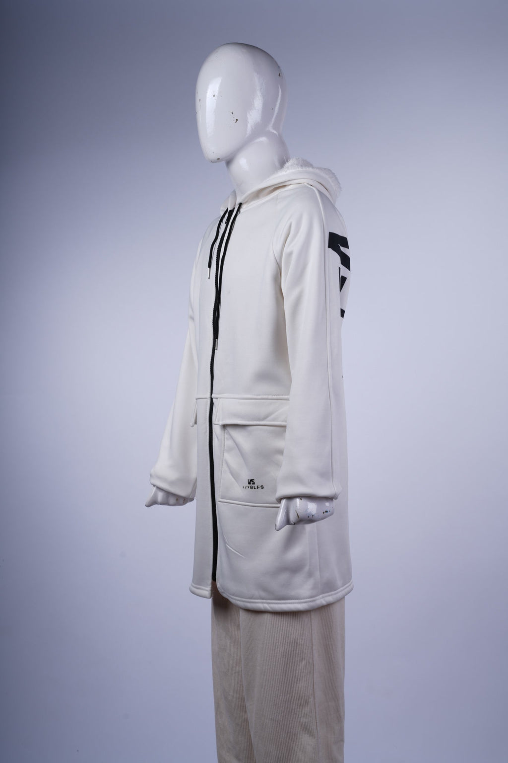 NUIFEMNDUNITE - White Hooded Jacket with Black Zipper