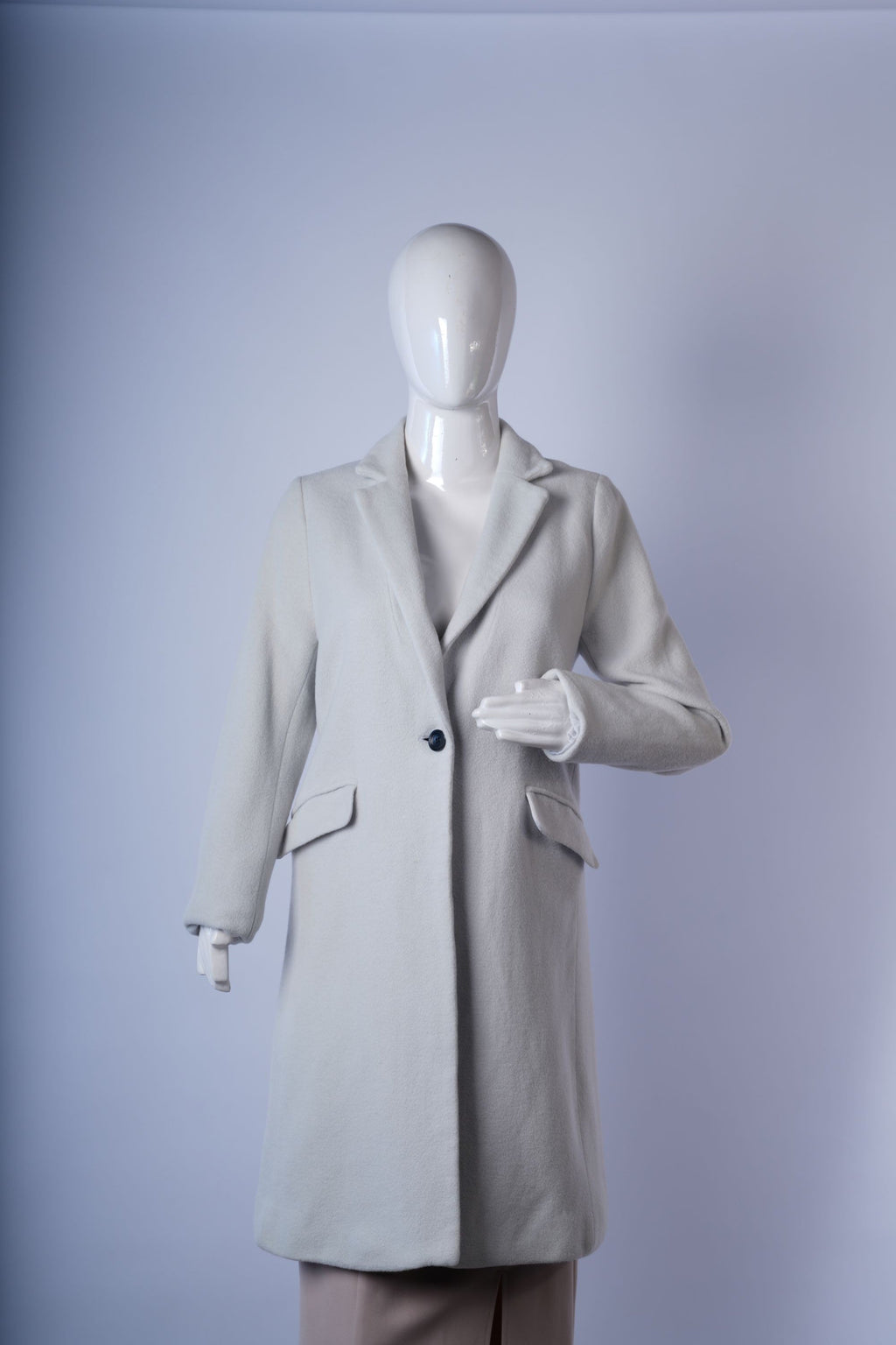 women's soft gray coat suitable for formal or casual occasions.