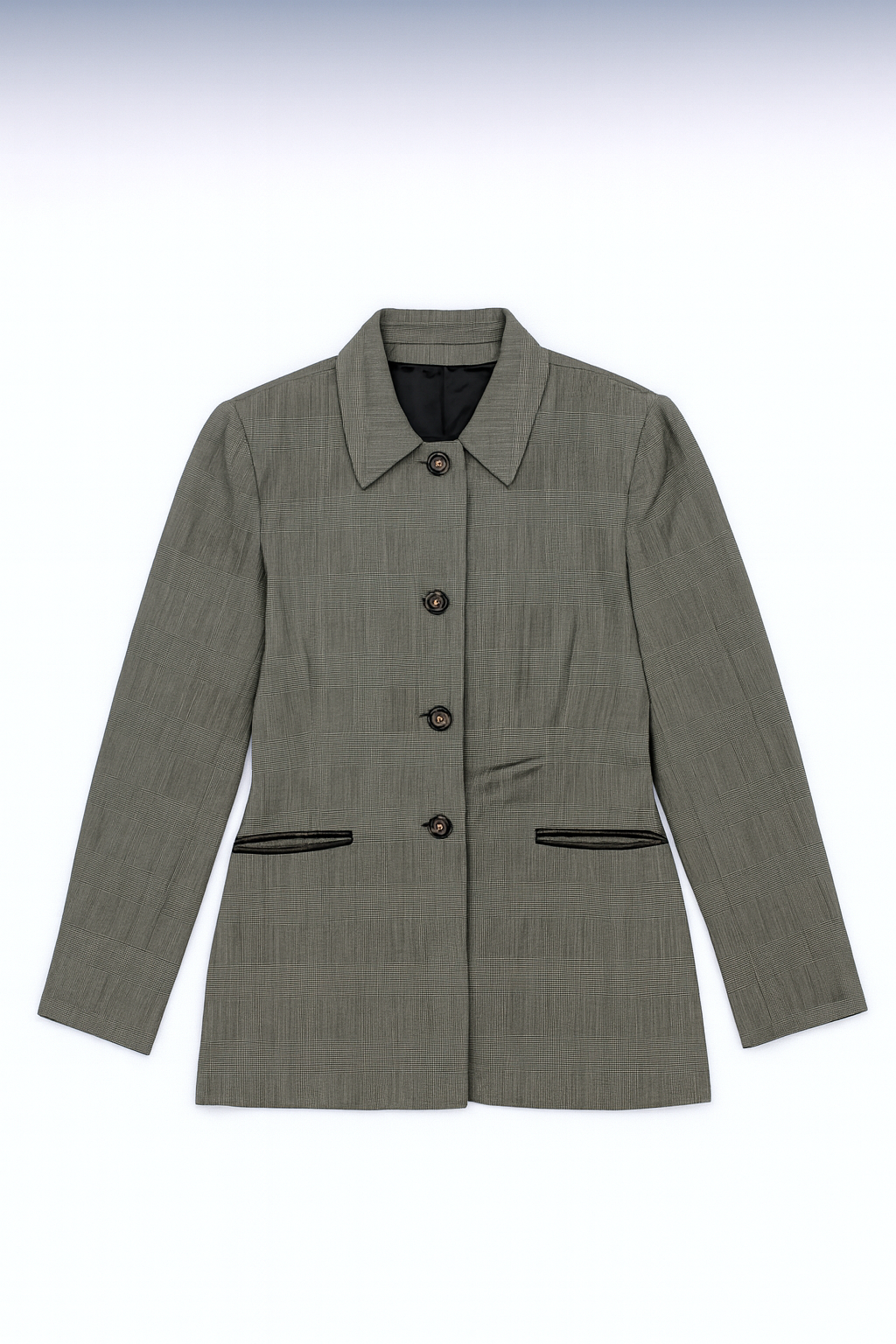 CERRUTI - Grey Plaid Single-Breasted Coat