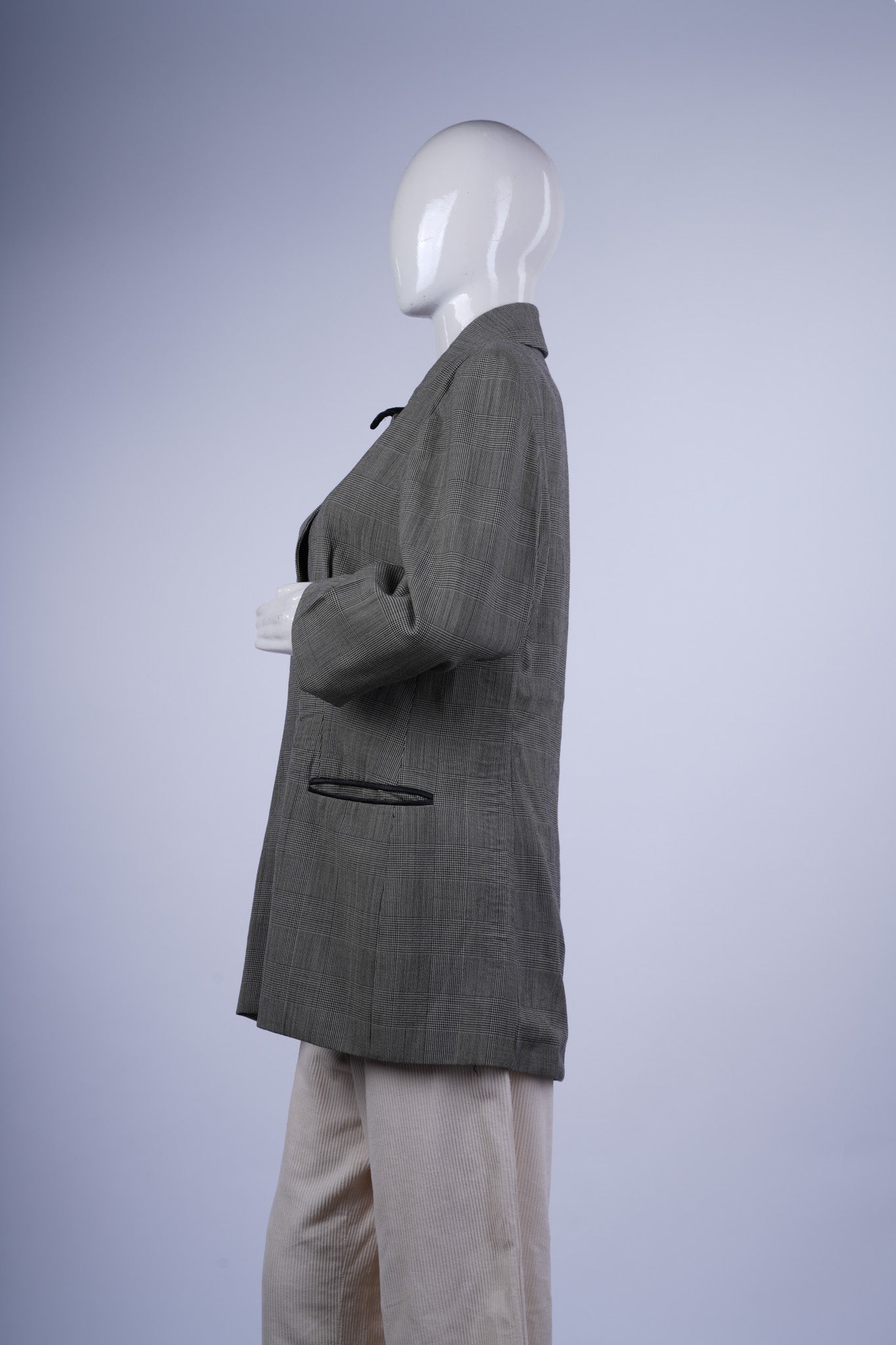 CERRUTI - Grey Plaid Single-Breasted Coat