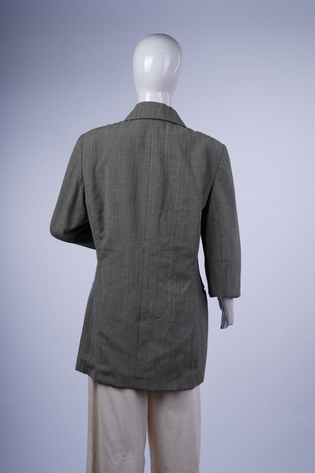 CERRUTI - Grey Plaid Single-Breasted Coat