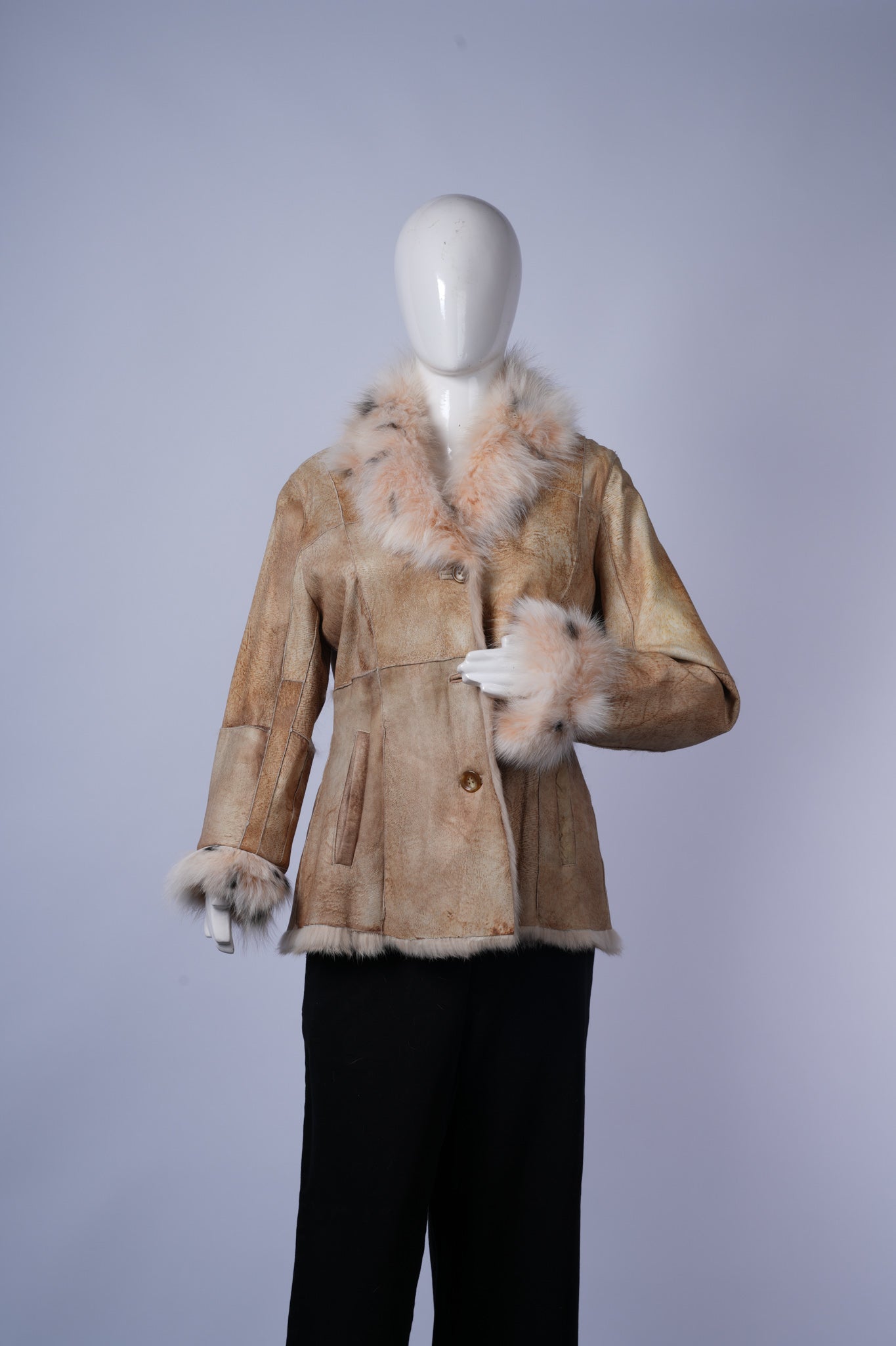 women's cozy beige suede jacket ideal for stylish winter layering.