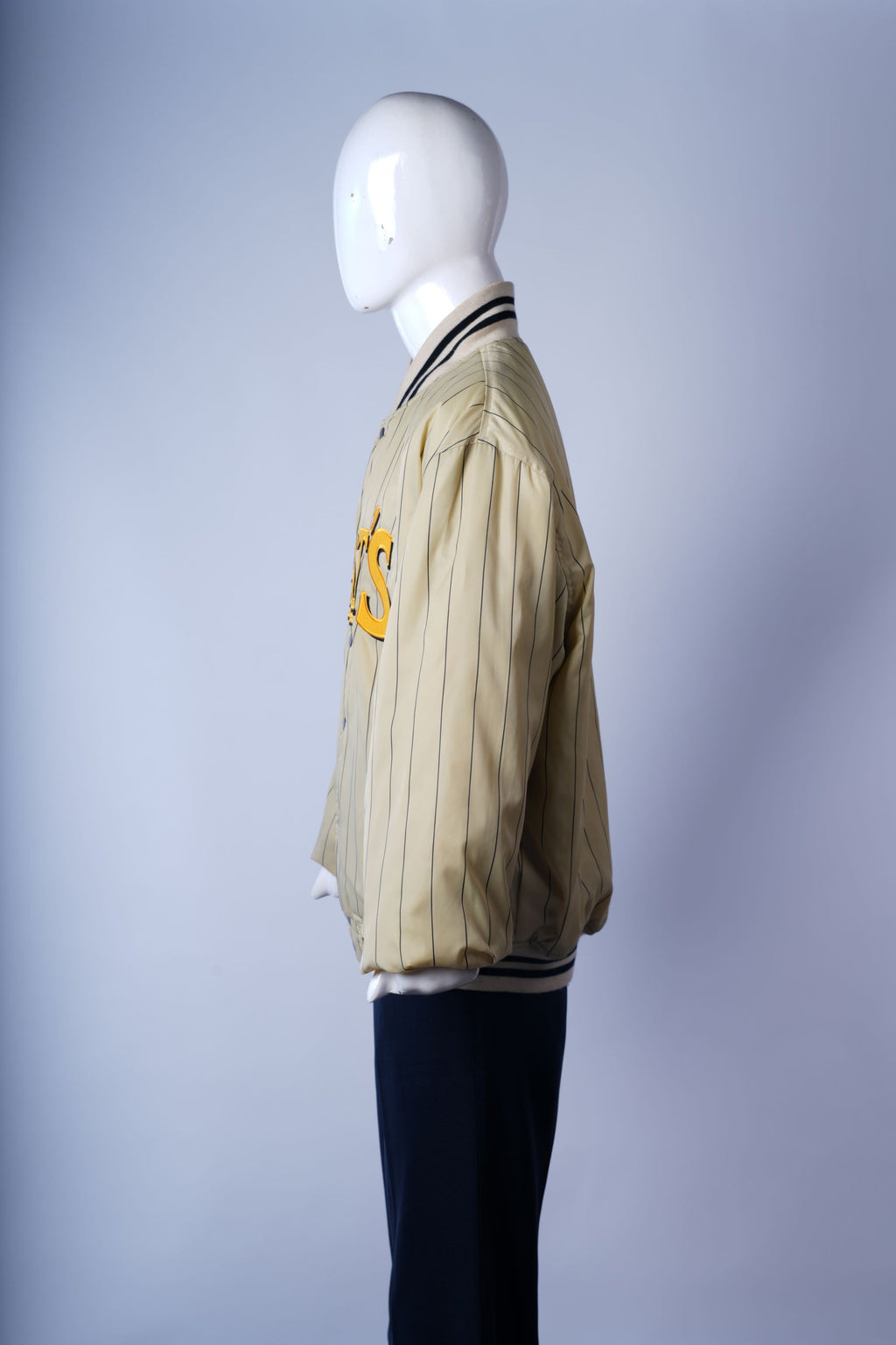 women's vintage varsity jacket featuring reversible design and ?MALT?S? logo.