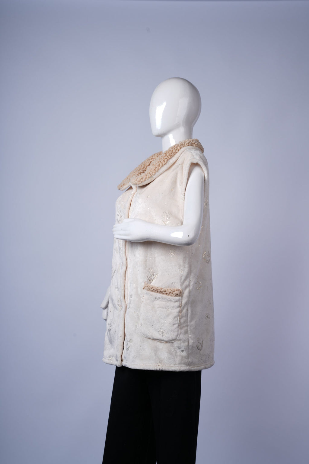 Soft textured fleece vest perfect for casual cold-weather outfits.