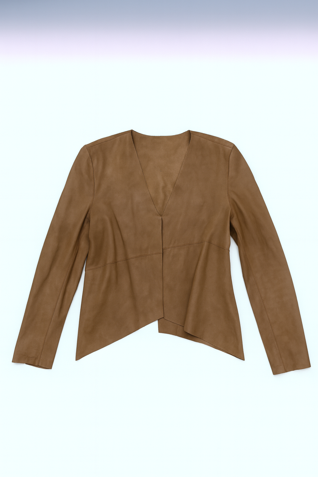BALMAIN - Light Brown Suede Waterfall Jacket