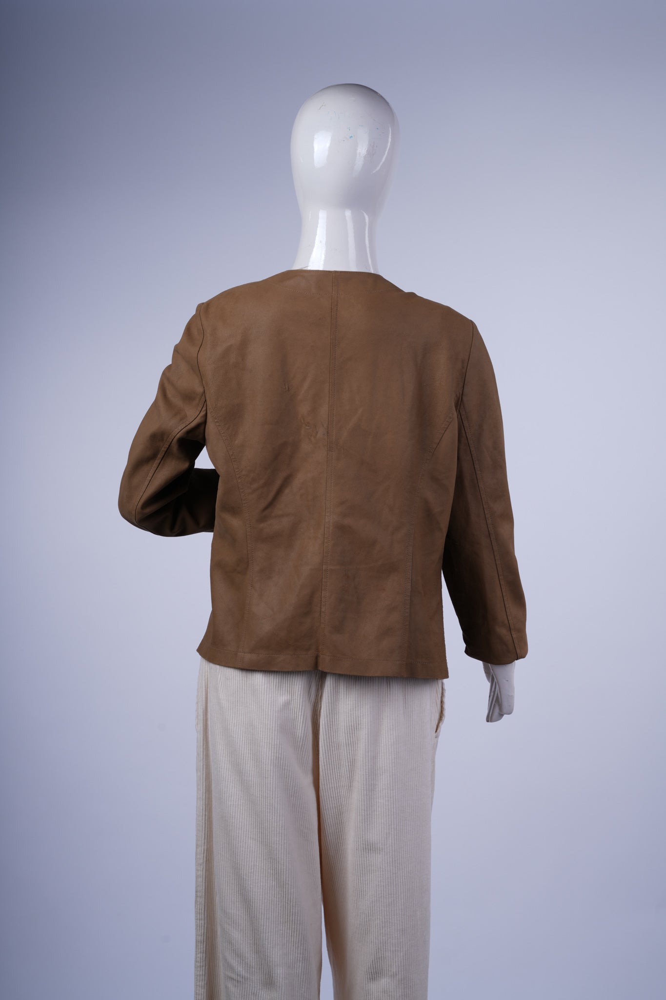 BALMAIN - Light Brown Suede Waterfall Jacket