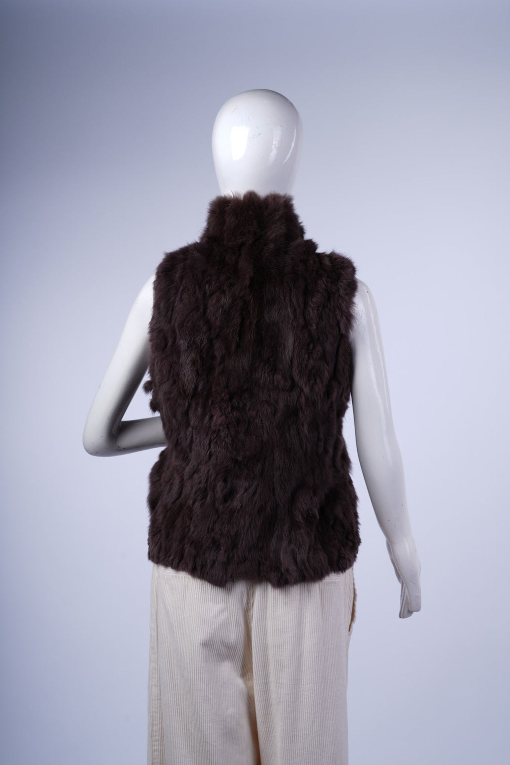 CALTURE MEDIUM - Dark Brown Sleeveless Fur Vest Jacket