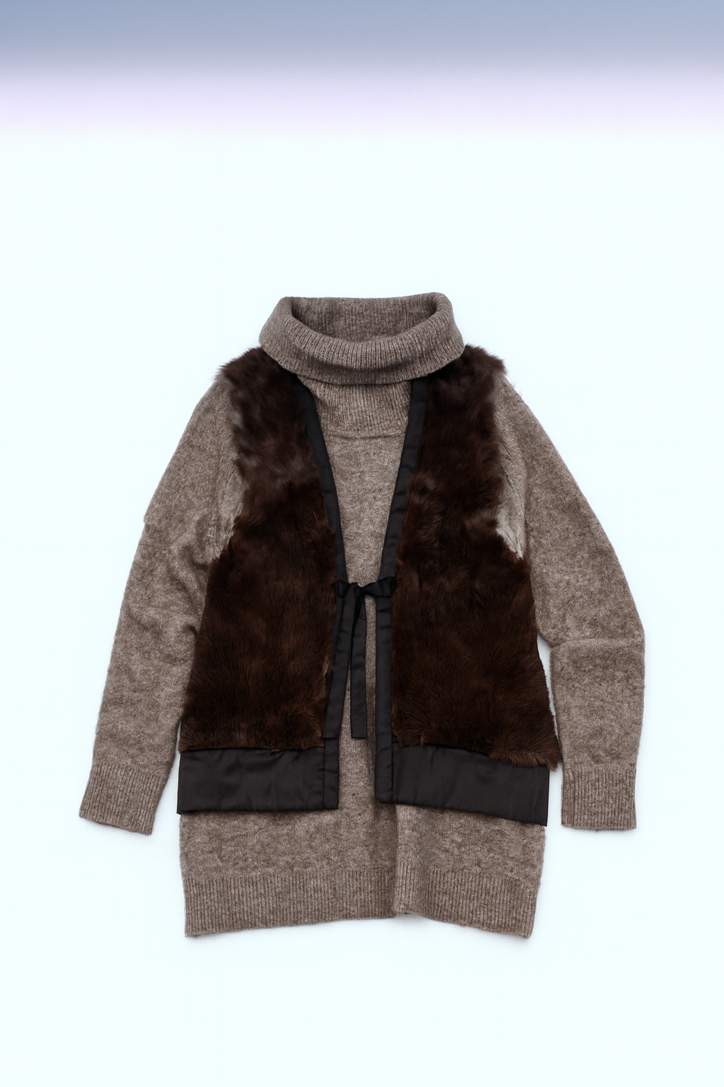 MUJI - Dark Brown Vintage Fur Sleeveless Vest