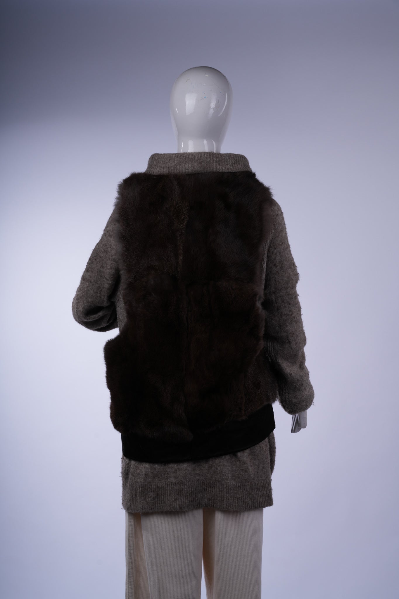 MUJI - Dark Brown Vintage Fur Sleeveless Vest