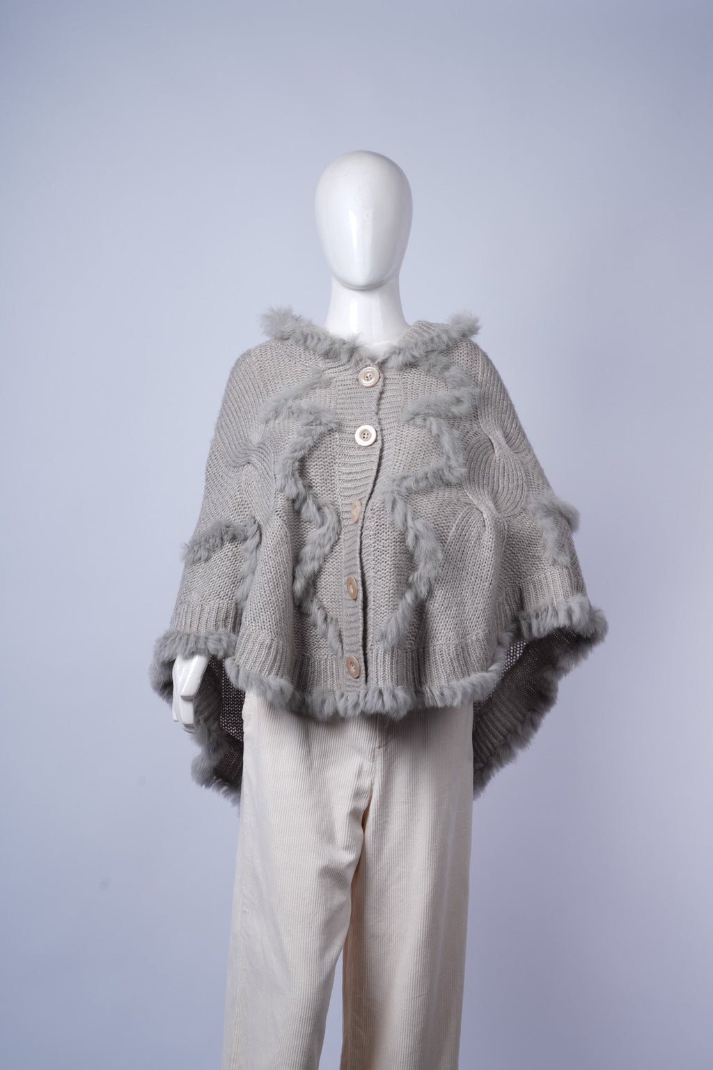 ANGE - Cable-Knit Poncho