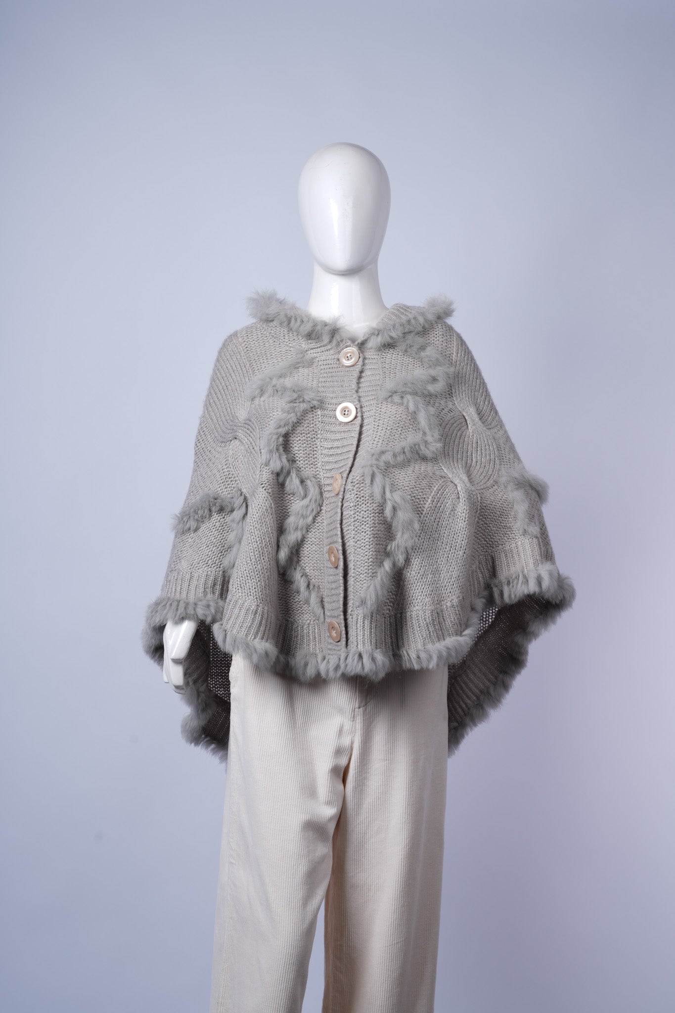 ANGE - Cable-Knit Poncho