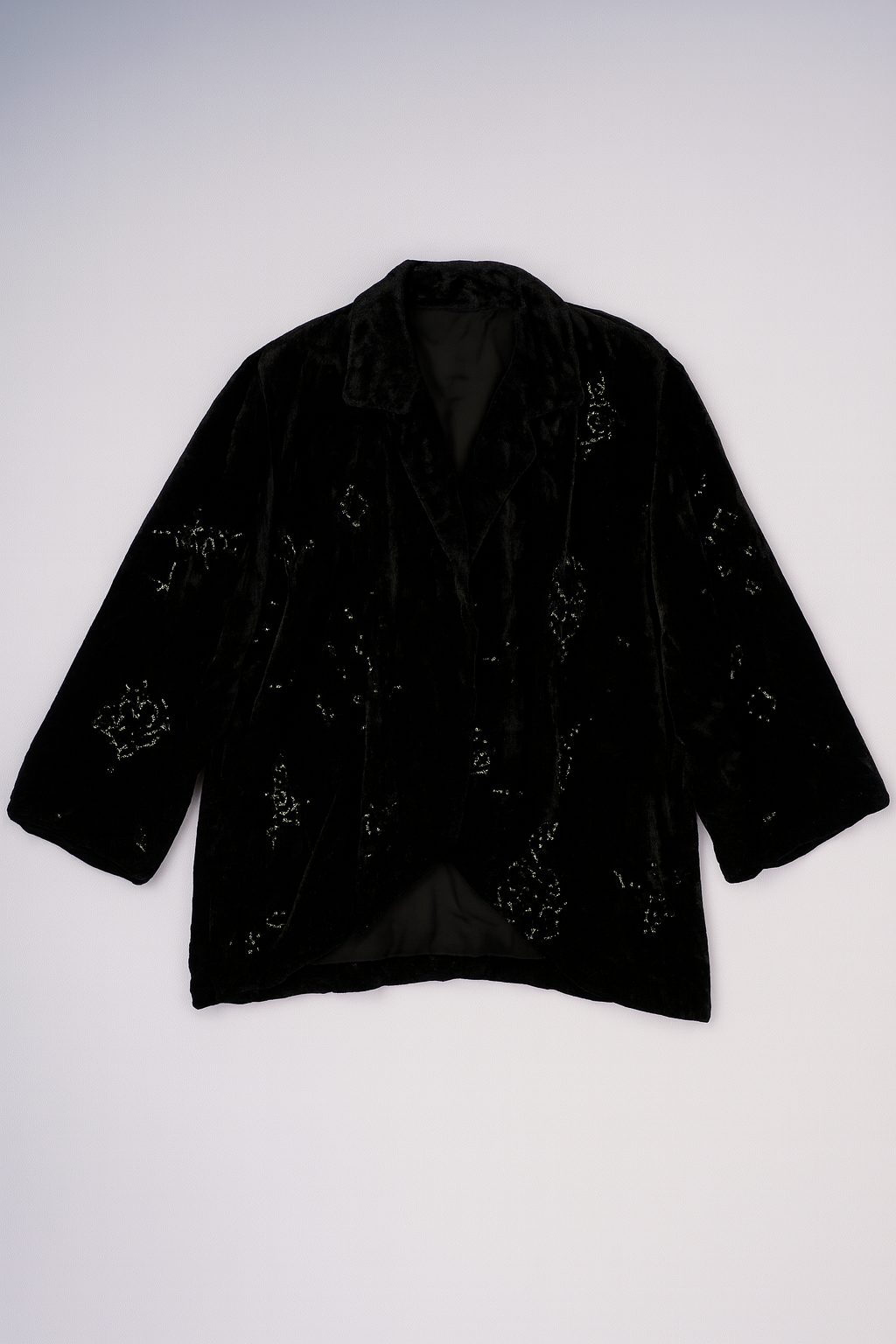 TOLENTION (Milano-italy) - Black Velvet Bolero-Style Sweater