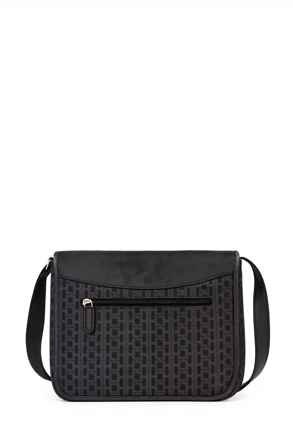 Black Monogram H Pattern Crossbody Bag with Leather Trim