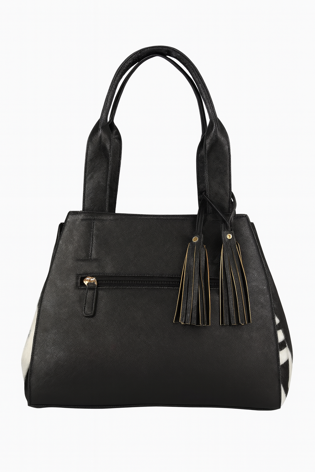 Anela Lux Black & White Zebra Print Satchel