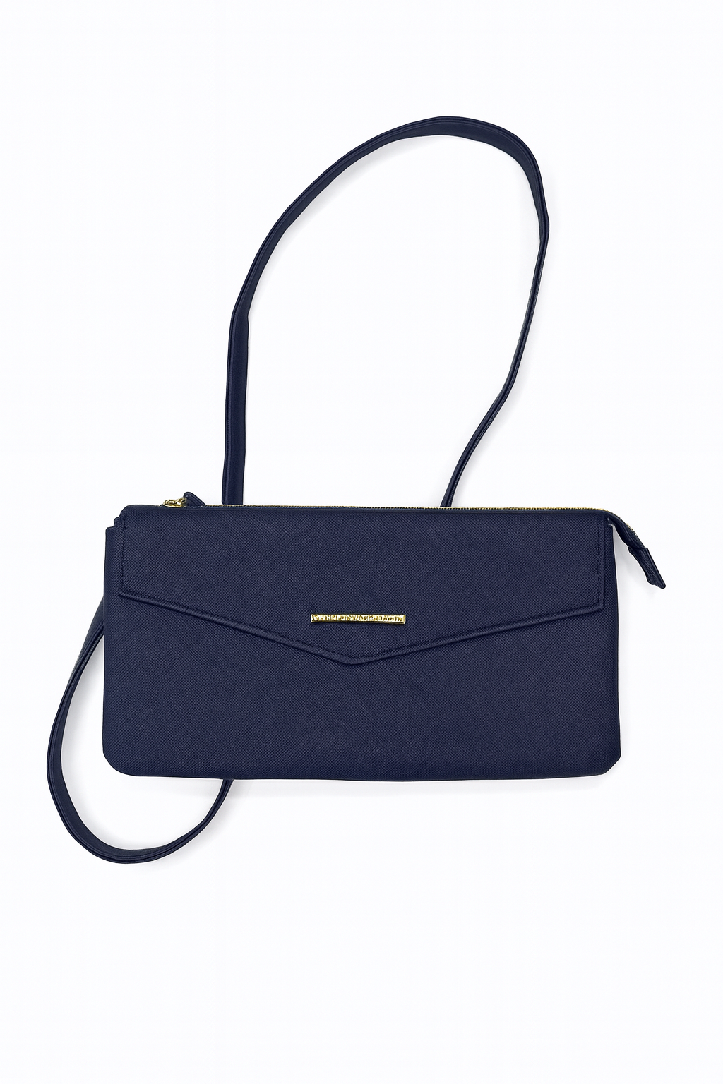 Blue Faux Leather Envelope Crossbody Bag