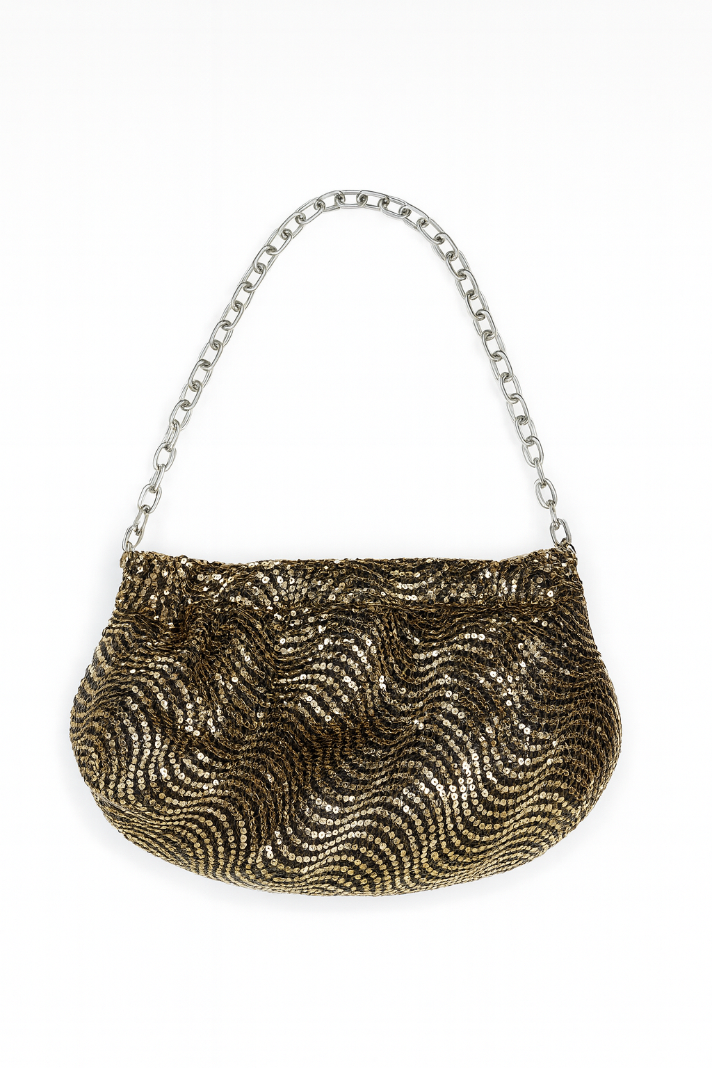 K&K Golden Metallic Mesh Evening Clutch with Chain Strap