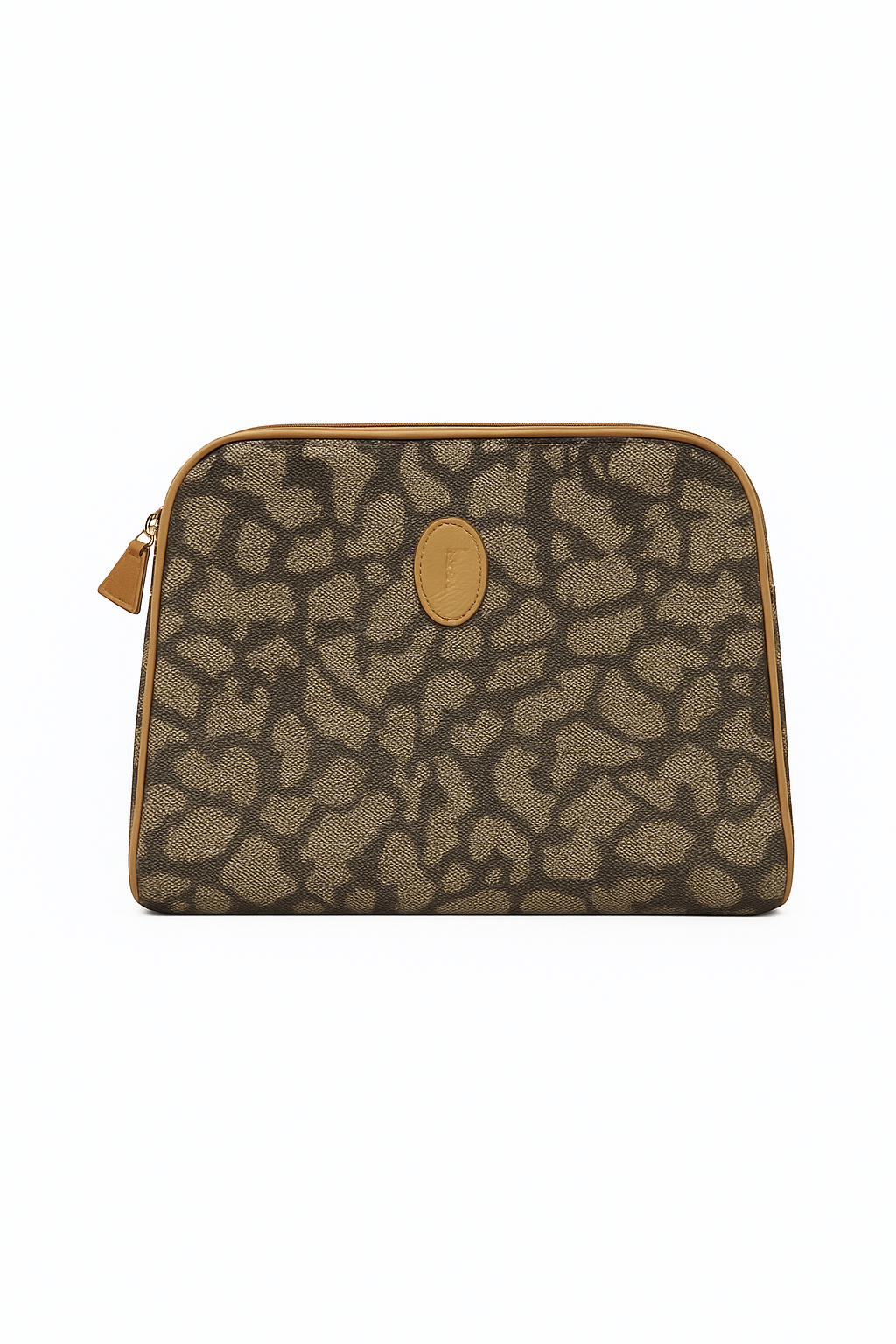 Yves Saint Laurent Vintage Beige Brown Animal-Print Clutch Pouch