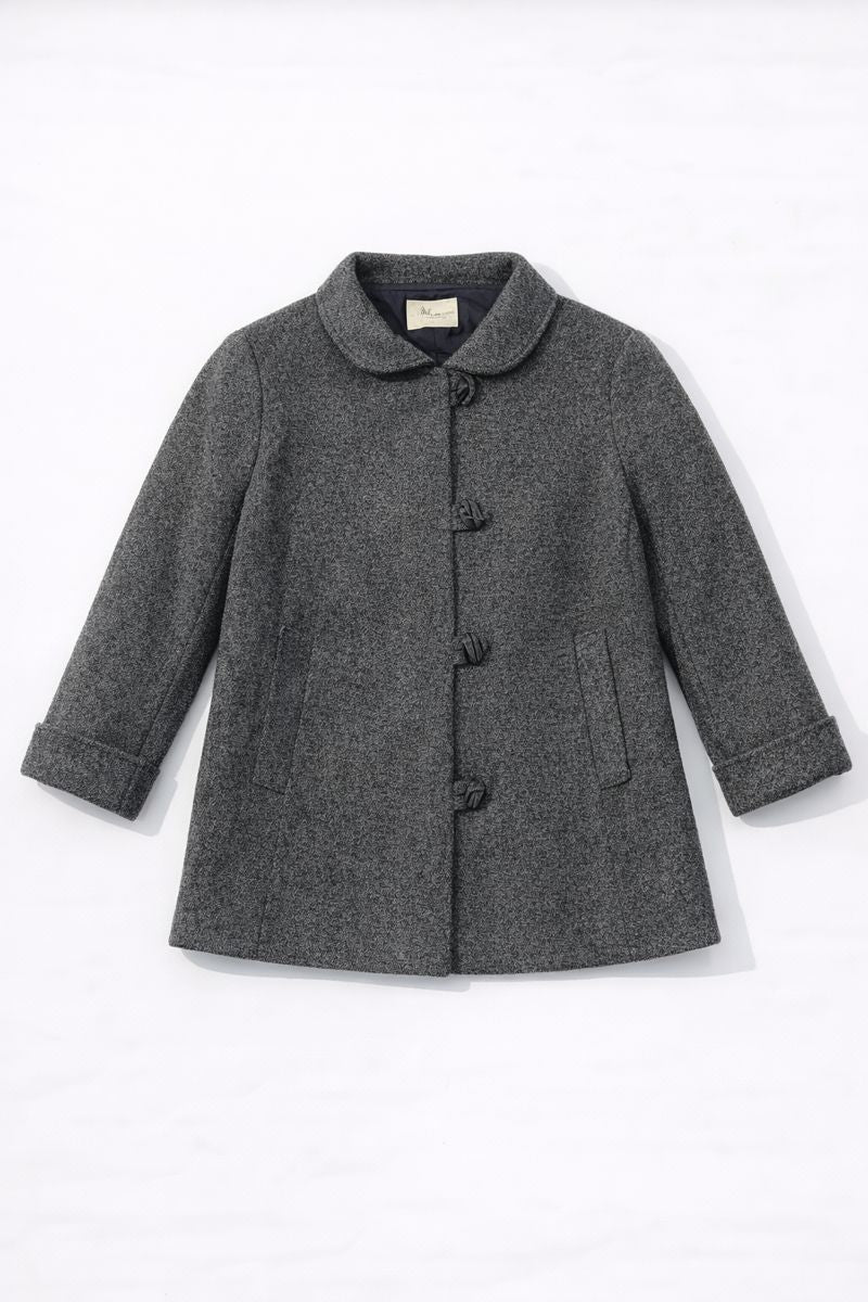Children? A-line coat with Peter Pan collar, button closure, and patch pockets