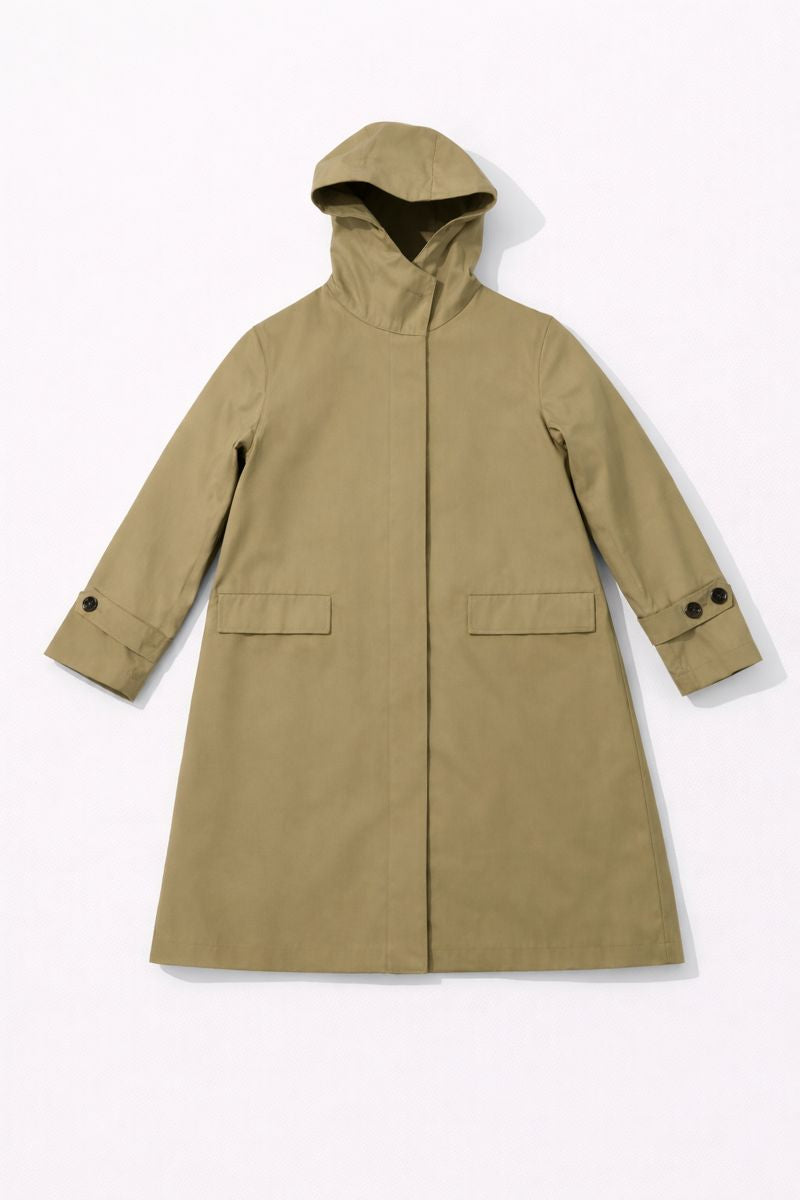 Hooded waterproof coat with zip-in magnetic system, ventilation panels, and adjustable hood and cuffs