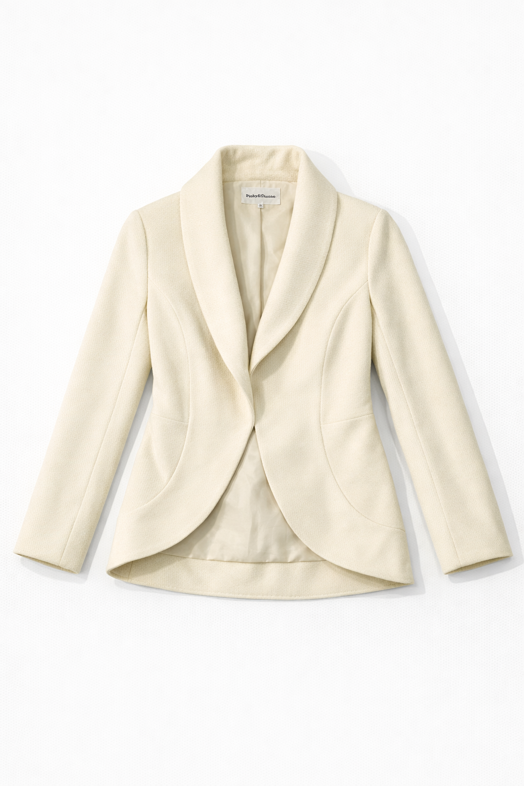 Cropped tweed jacket with draped lapel and fitted waist