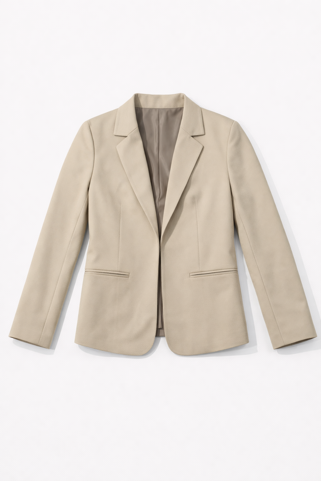 Stone corduroy blazer with notched lapel and welt pockets