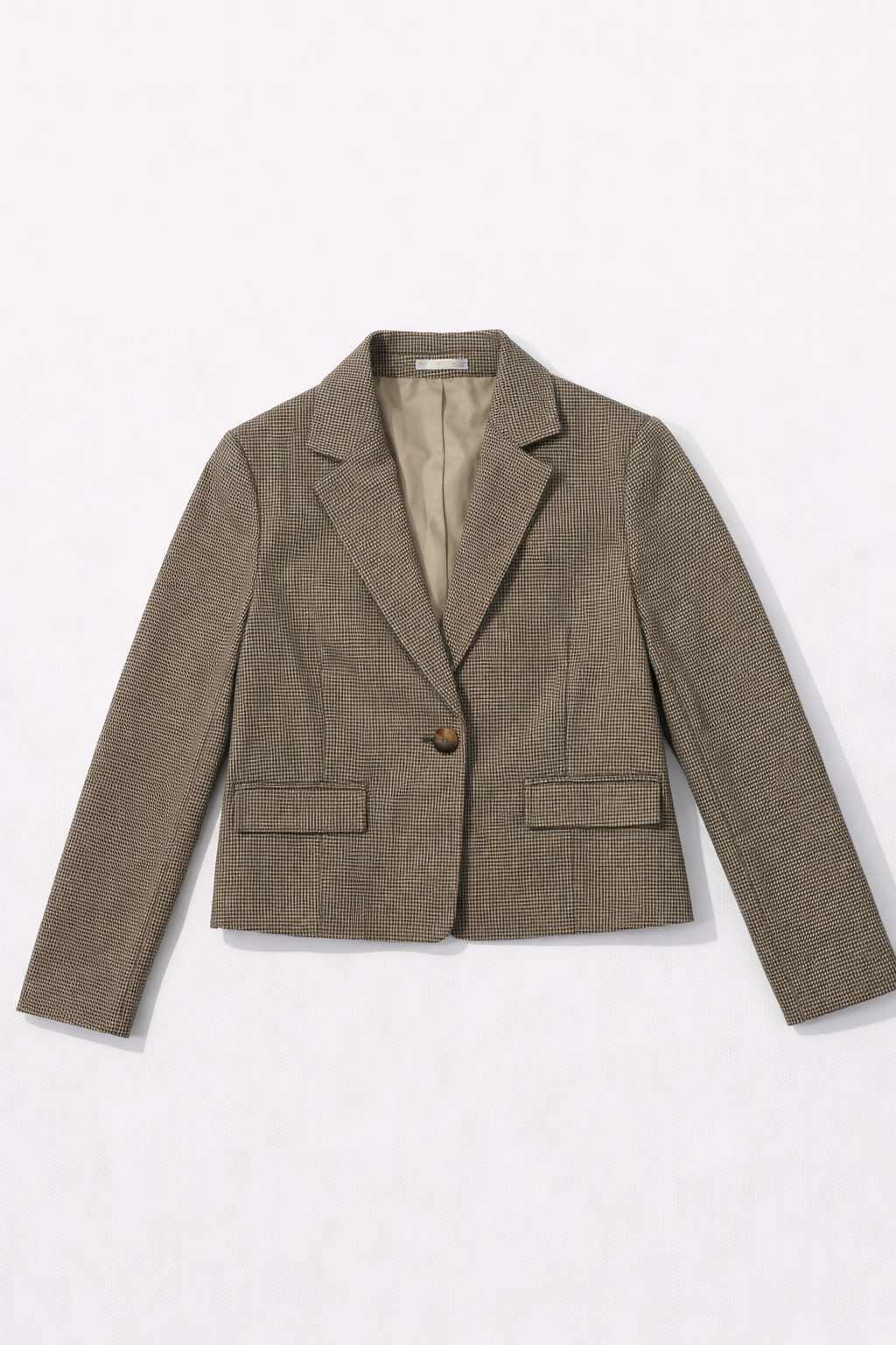 Camel check cropped tailored blazer