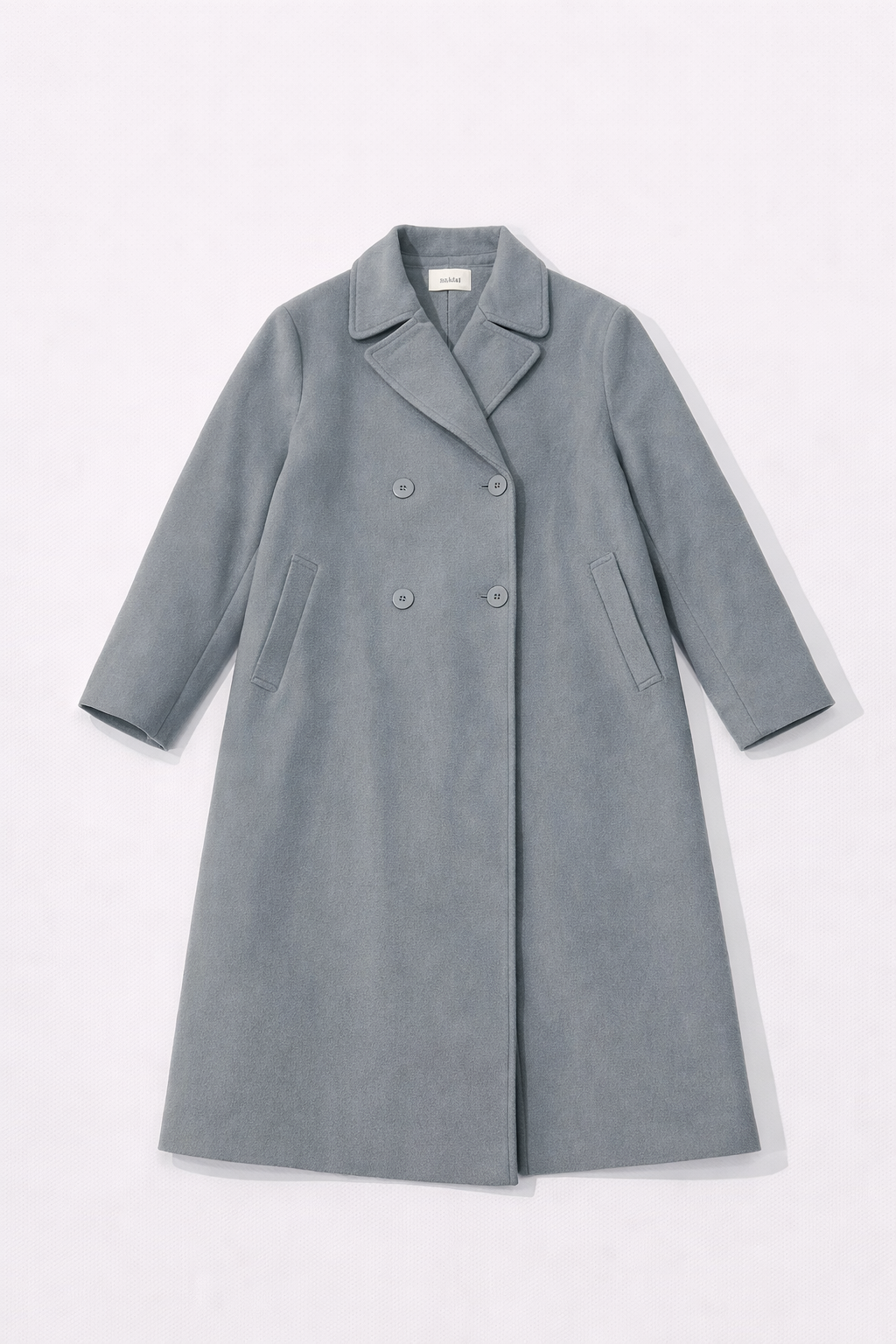 Light blue double-breasted long coat