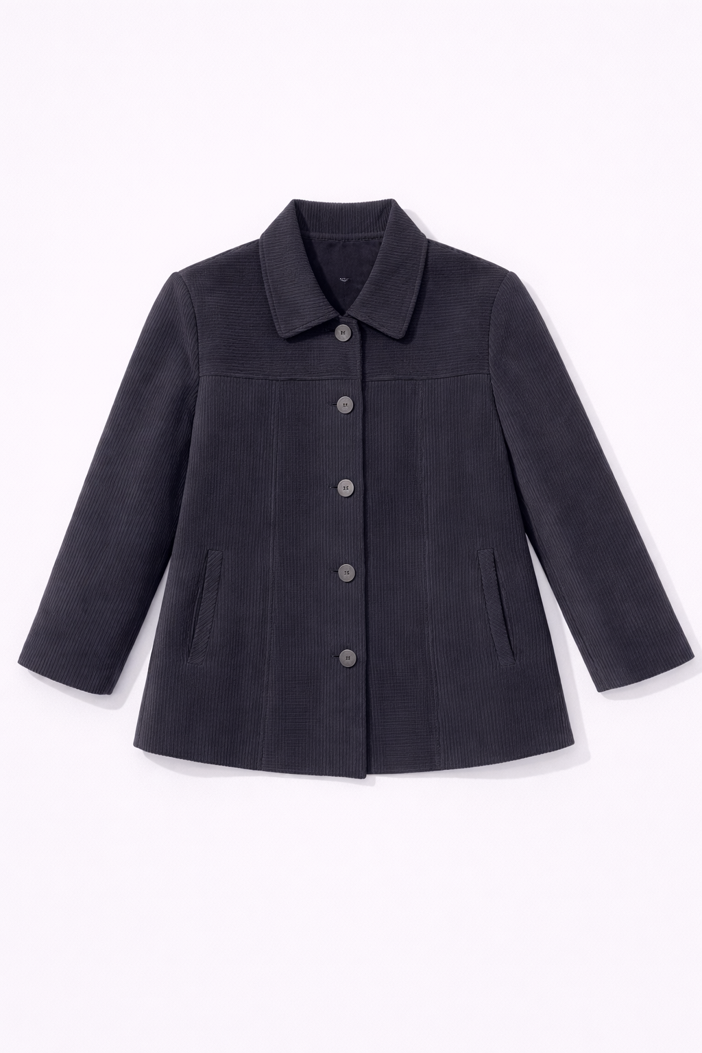Dark corduroy short coat with front buttons