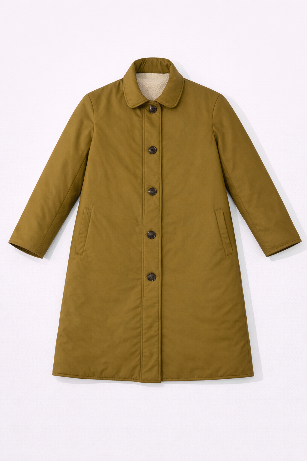 Mustard corduroy style Peter Pan collar coat