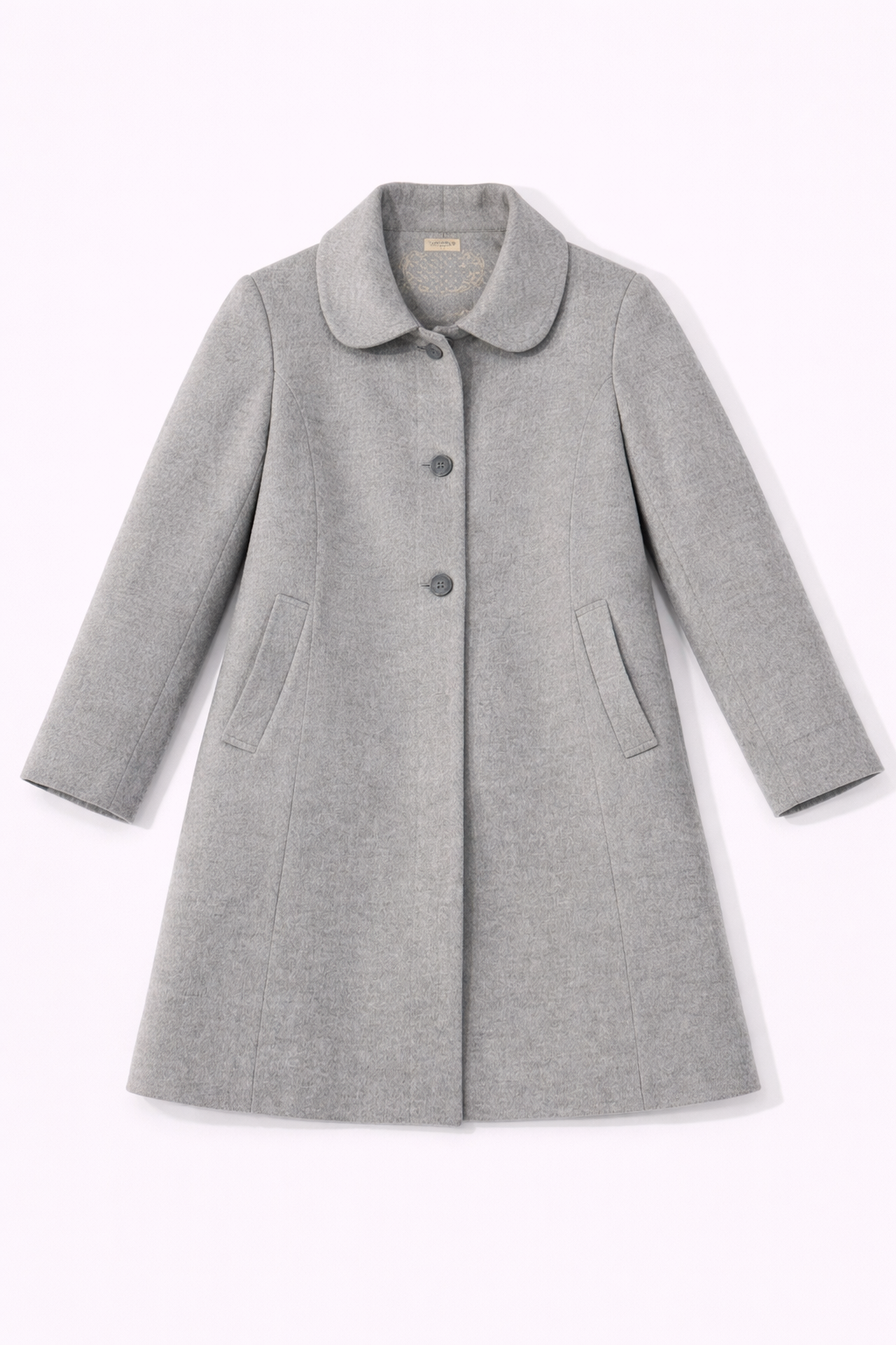 Light grey short coat with rounded collar
