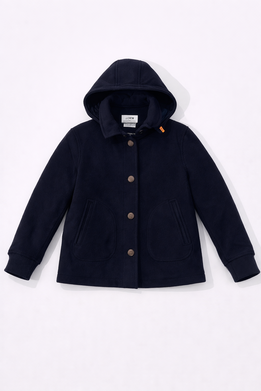 Navy hooded short peacoat jacket