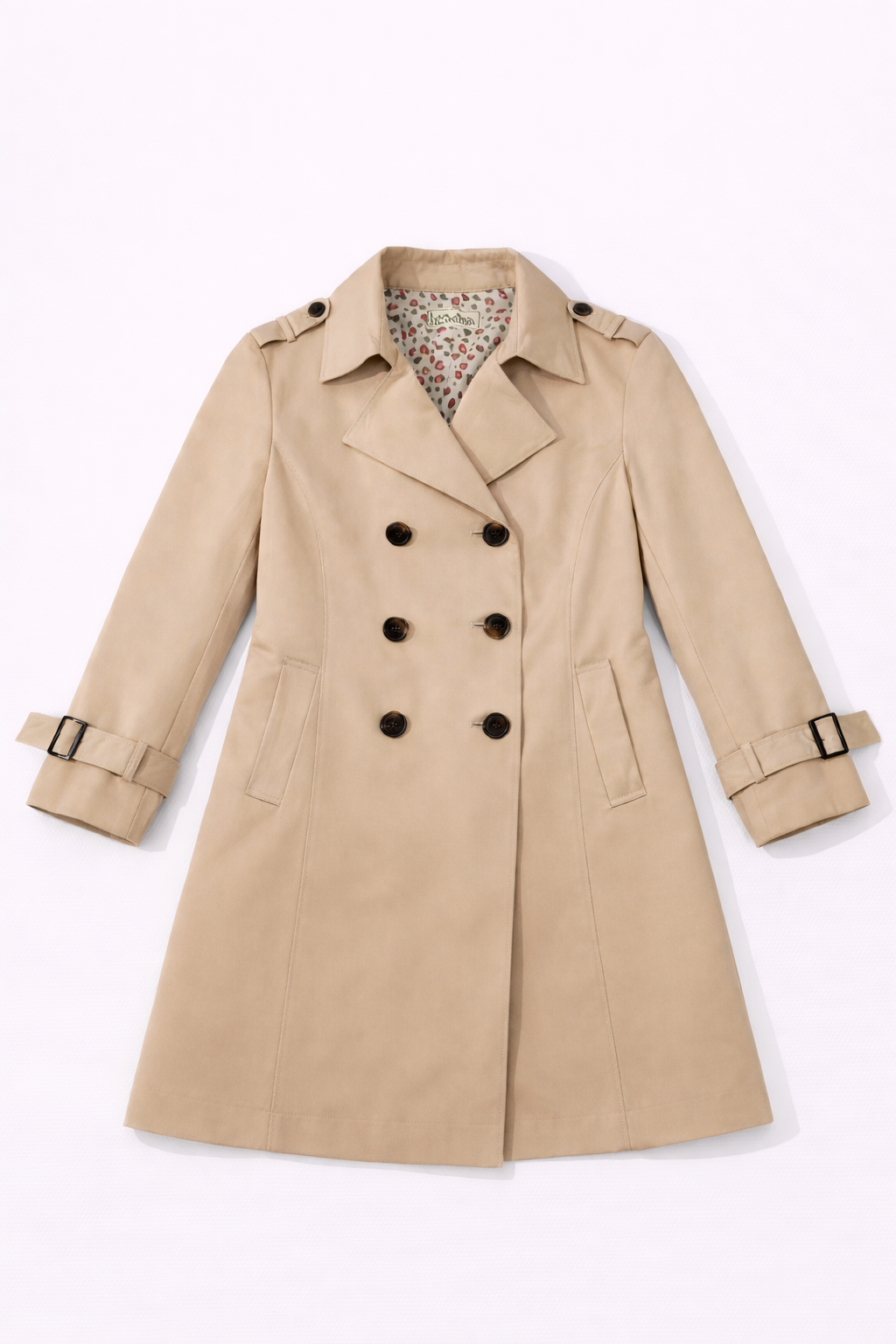 Beige trench coat with epaulettes