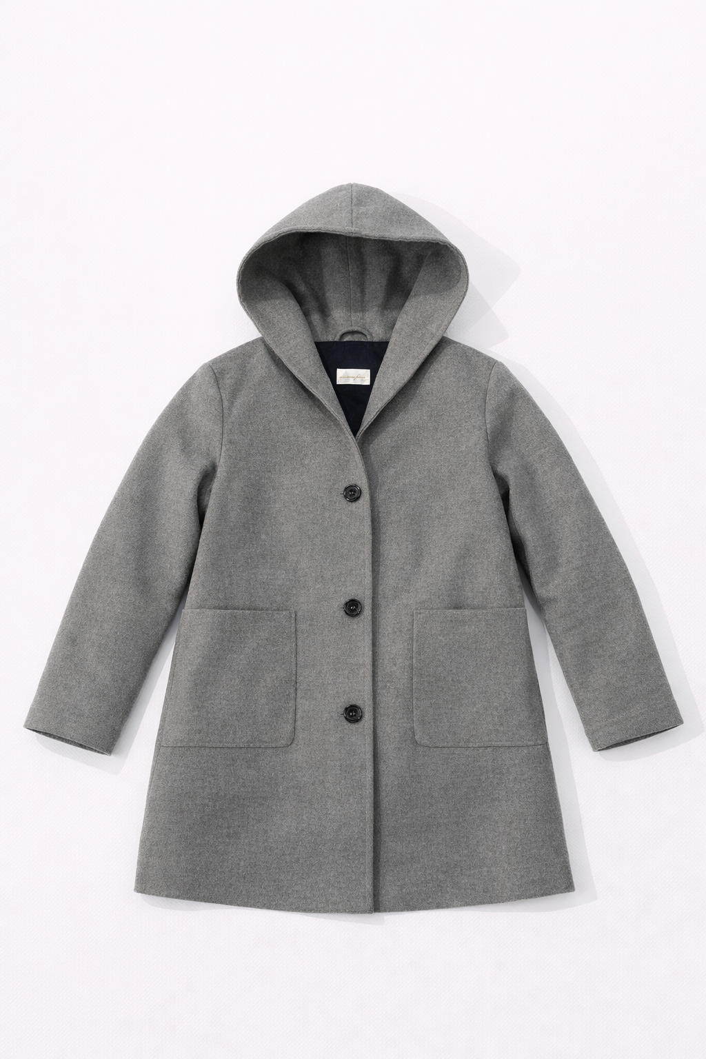 Grey belted single-breasted coat