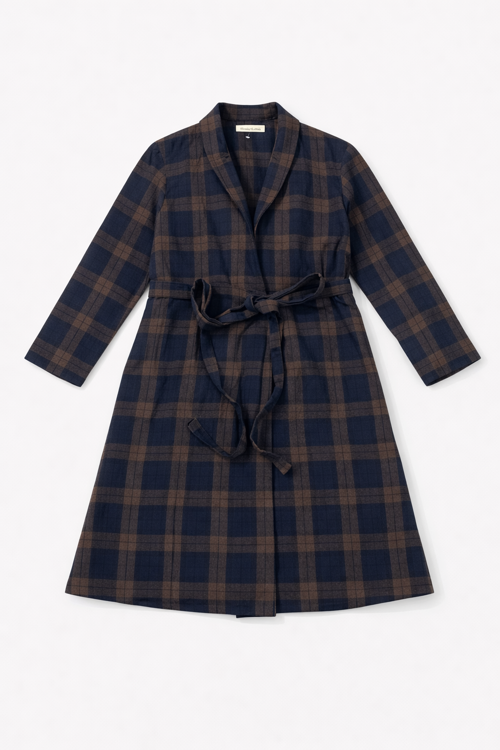 Plaid belted trench coat