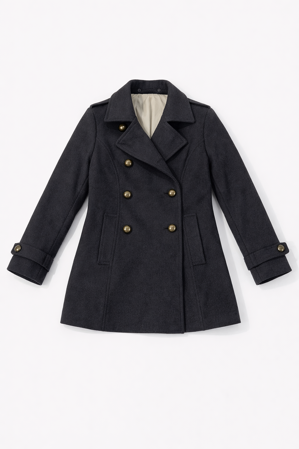 Green double-breasted wool coat