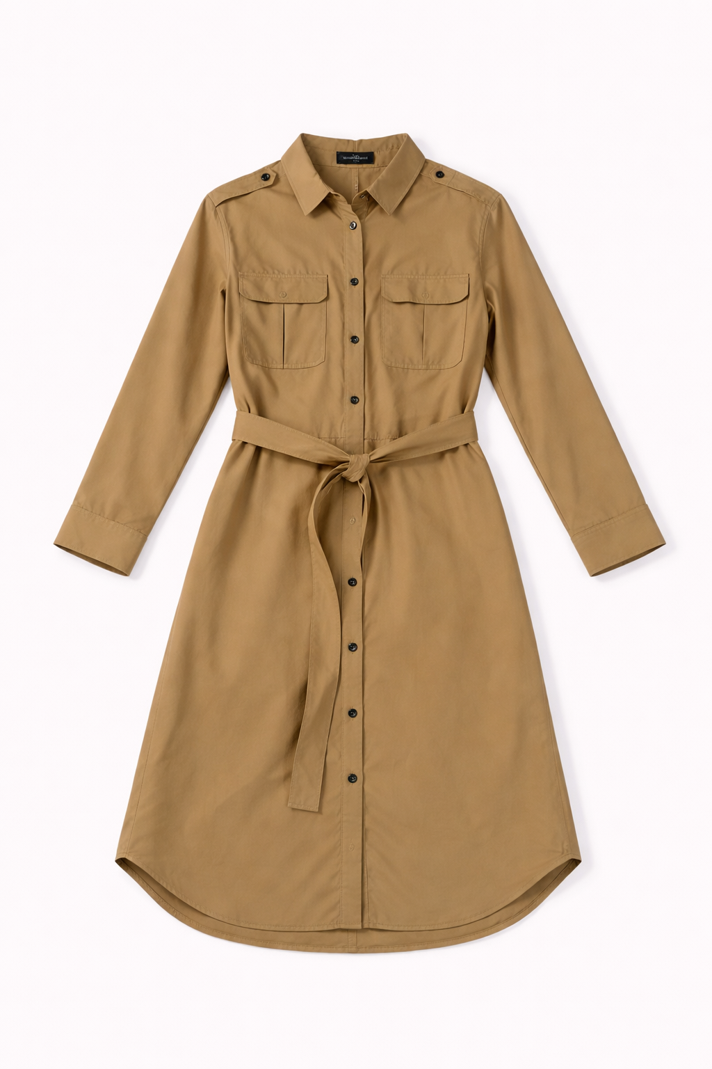 Button-down belted shirt dress