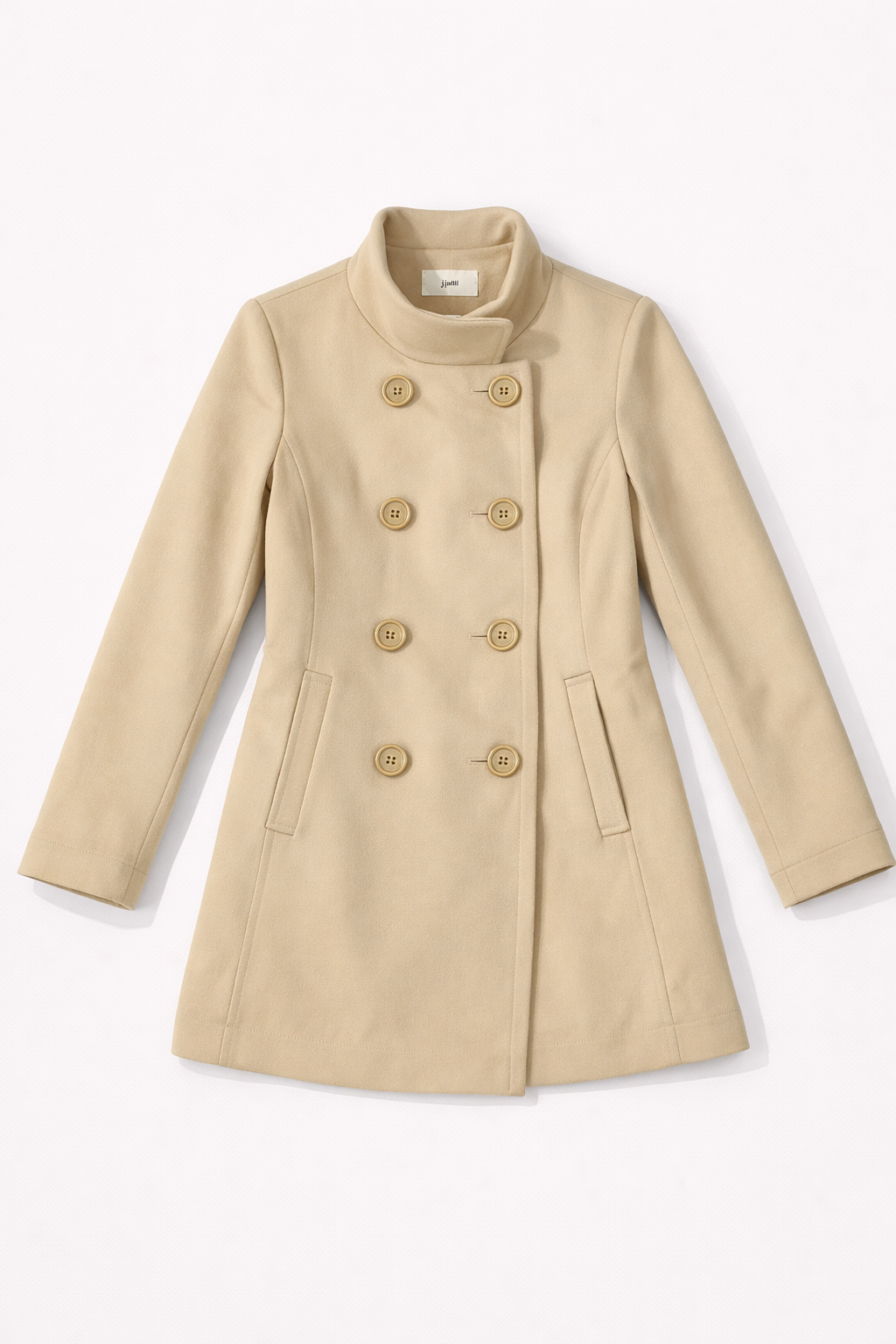 Double-breasted coat with Peter Pan collar
