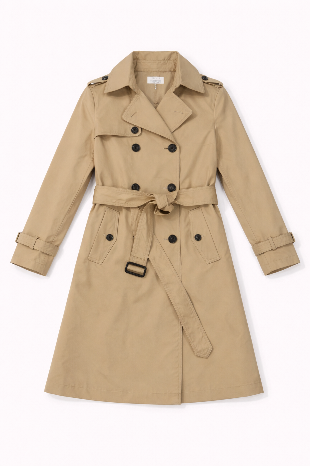 Beige lightweight nylon long coat fully lined