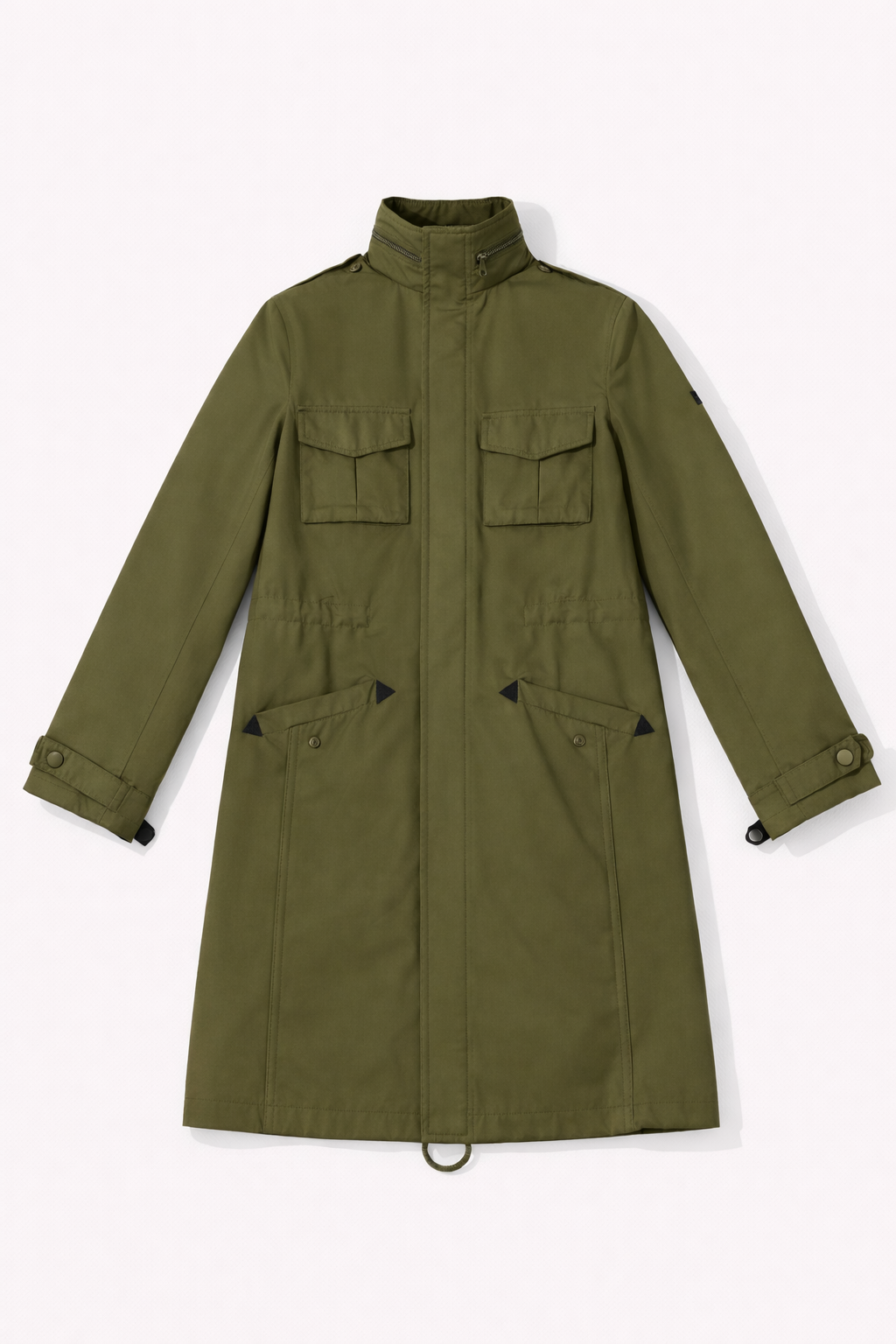 Black long fitted coat with high collar
