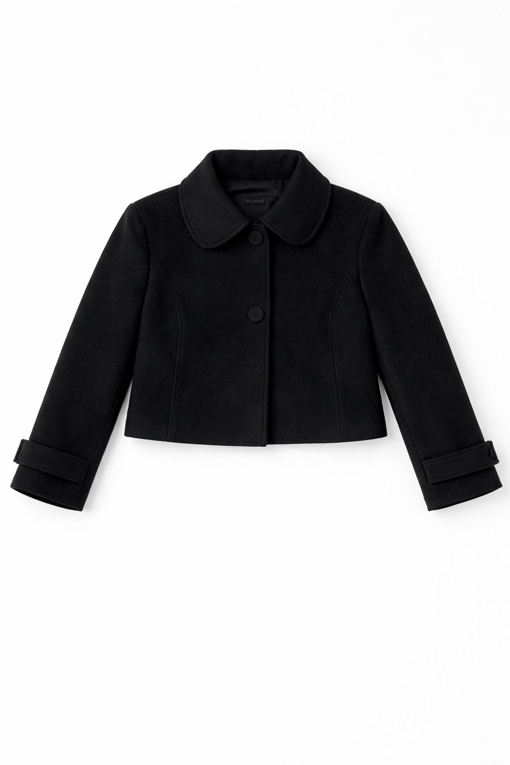 Black cropped jacket with Peter Pan collar